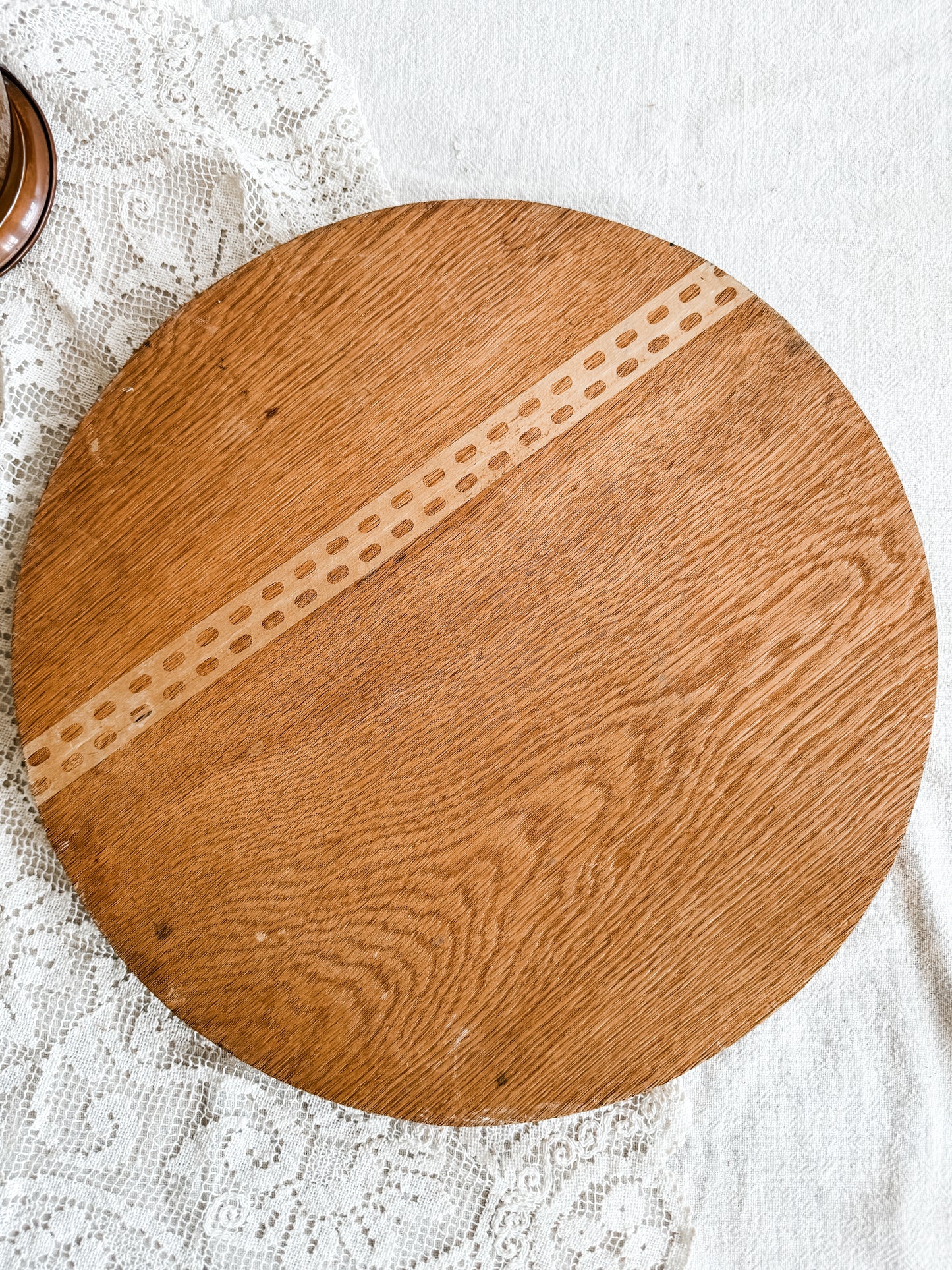 Decorative Wooden Circle with Floral Inlay