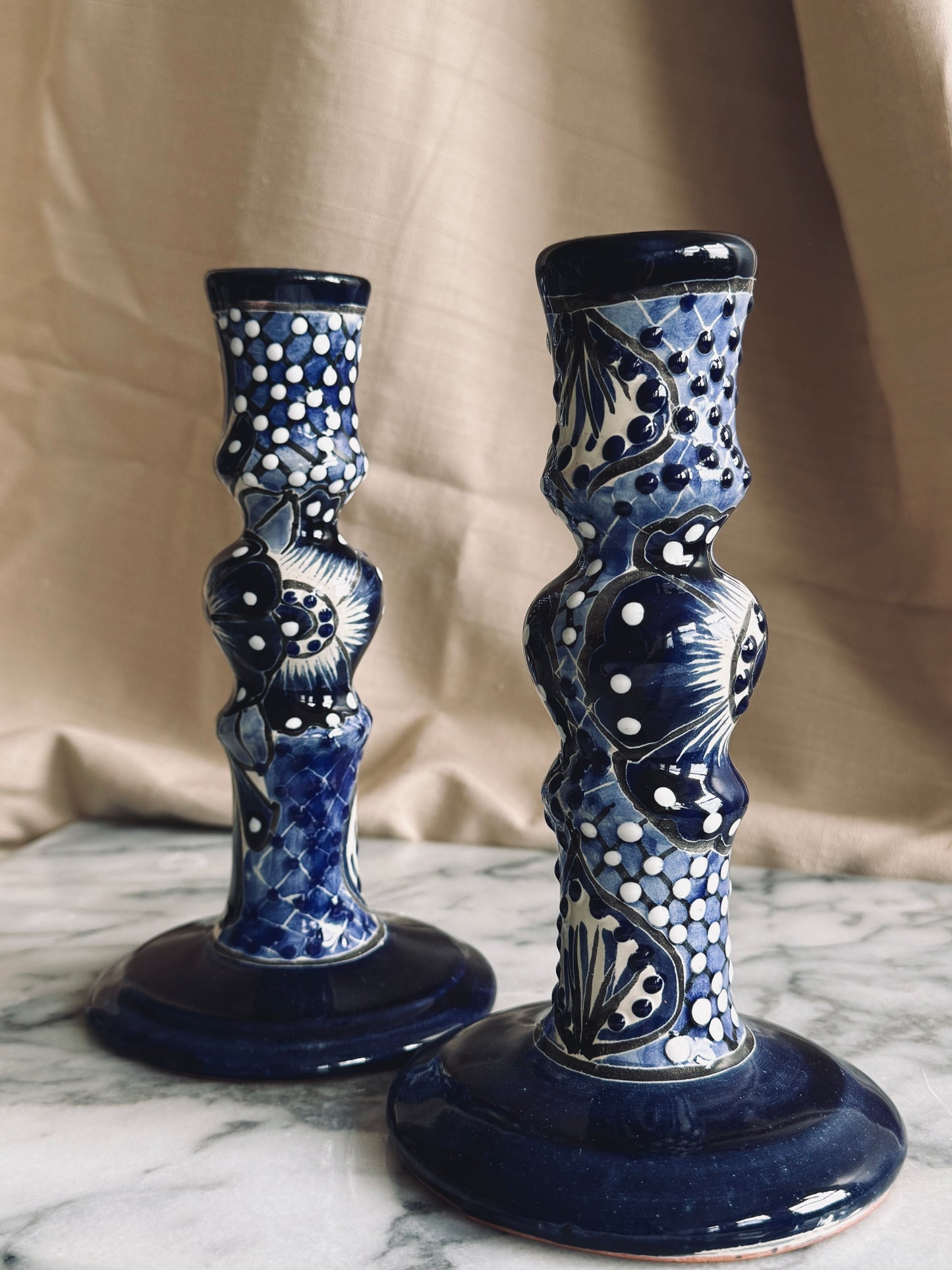 Hand-painted Talavera candlesticks