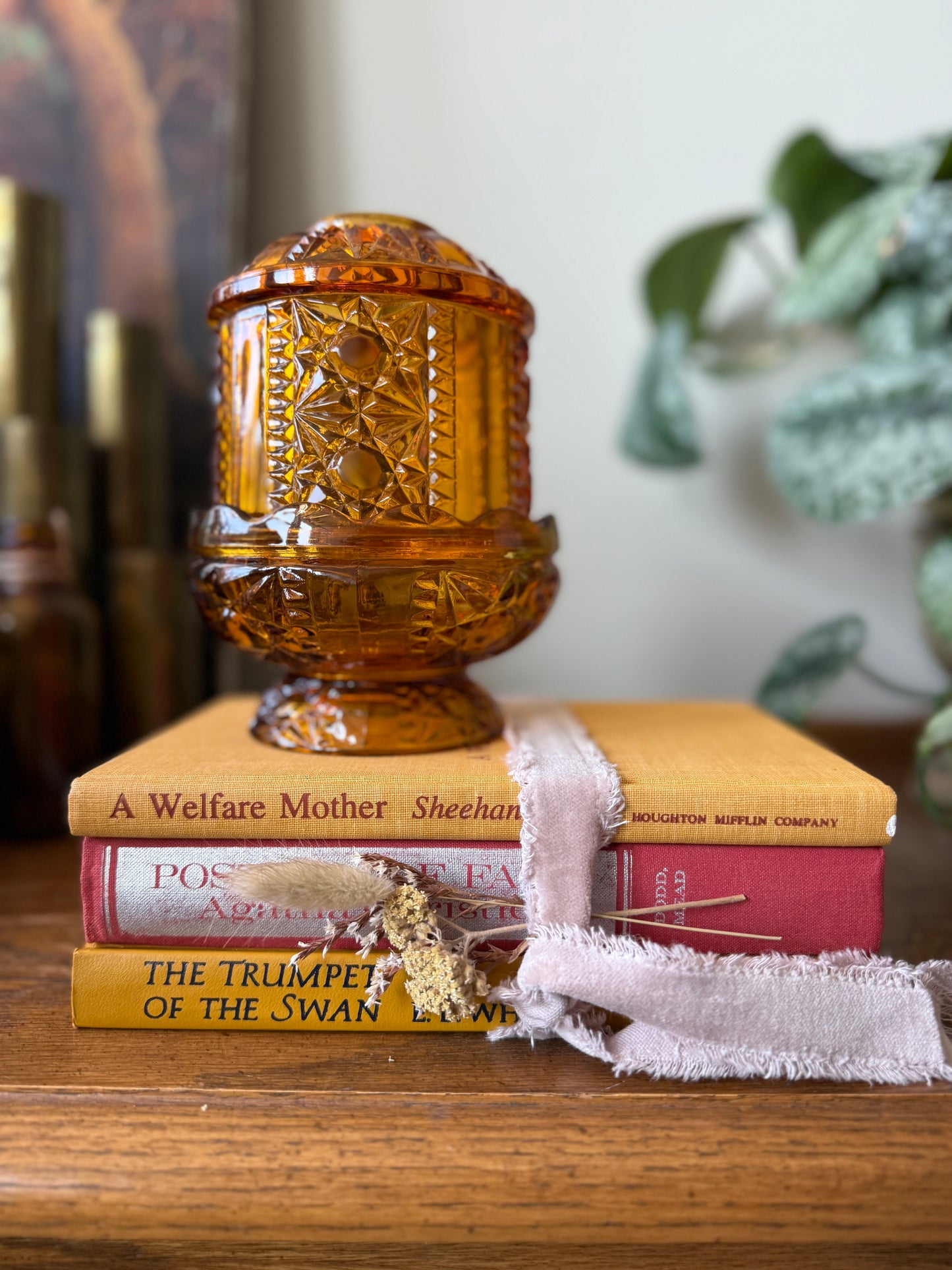 Autumn colored book stack