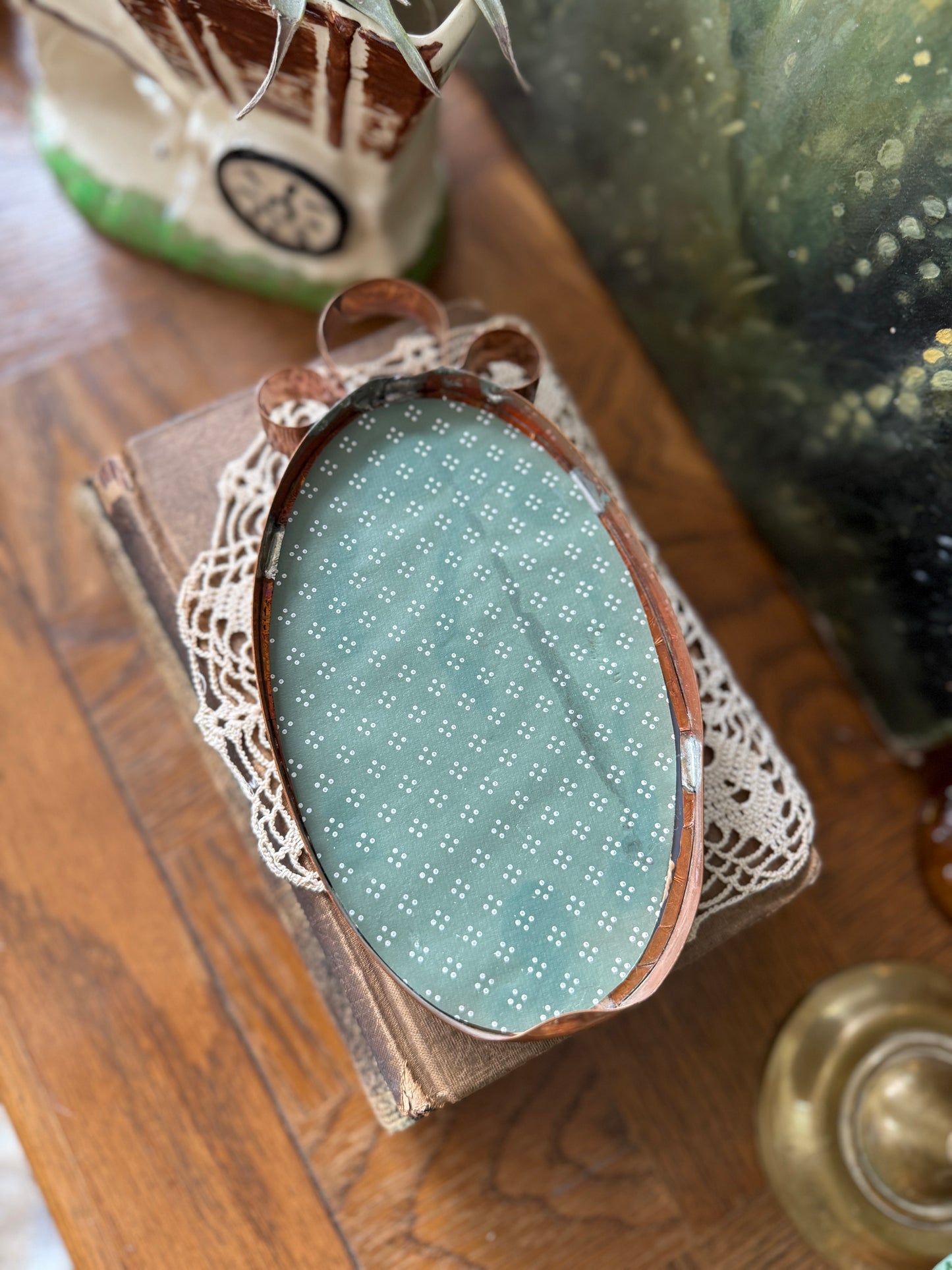 Rose etched copper mirror