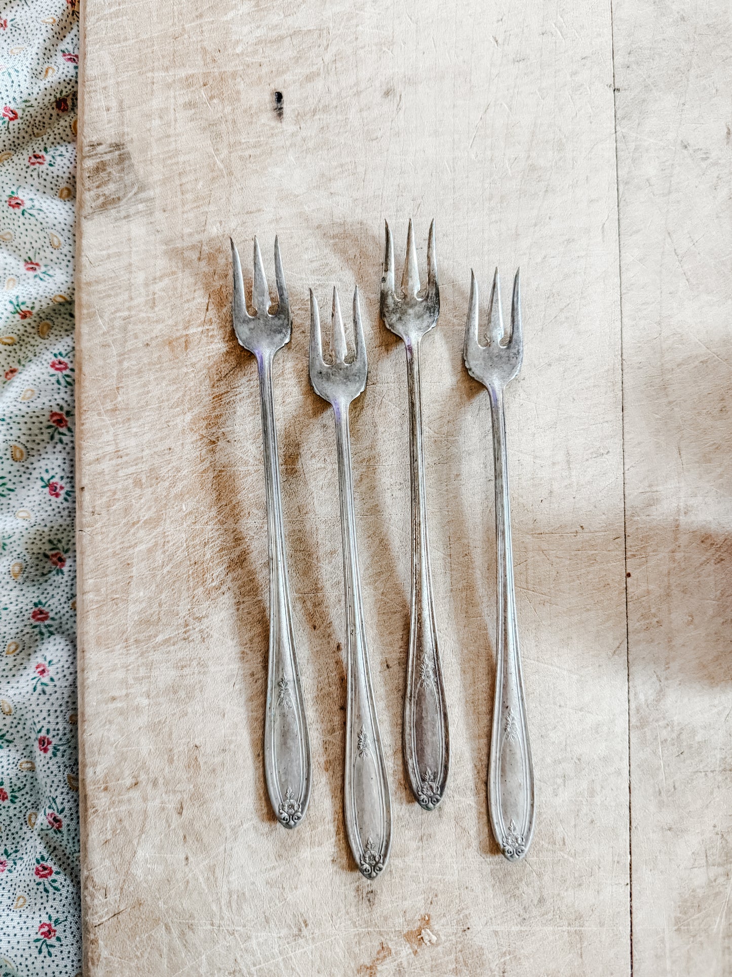 Four Silver Seafood Forks