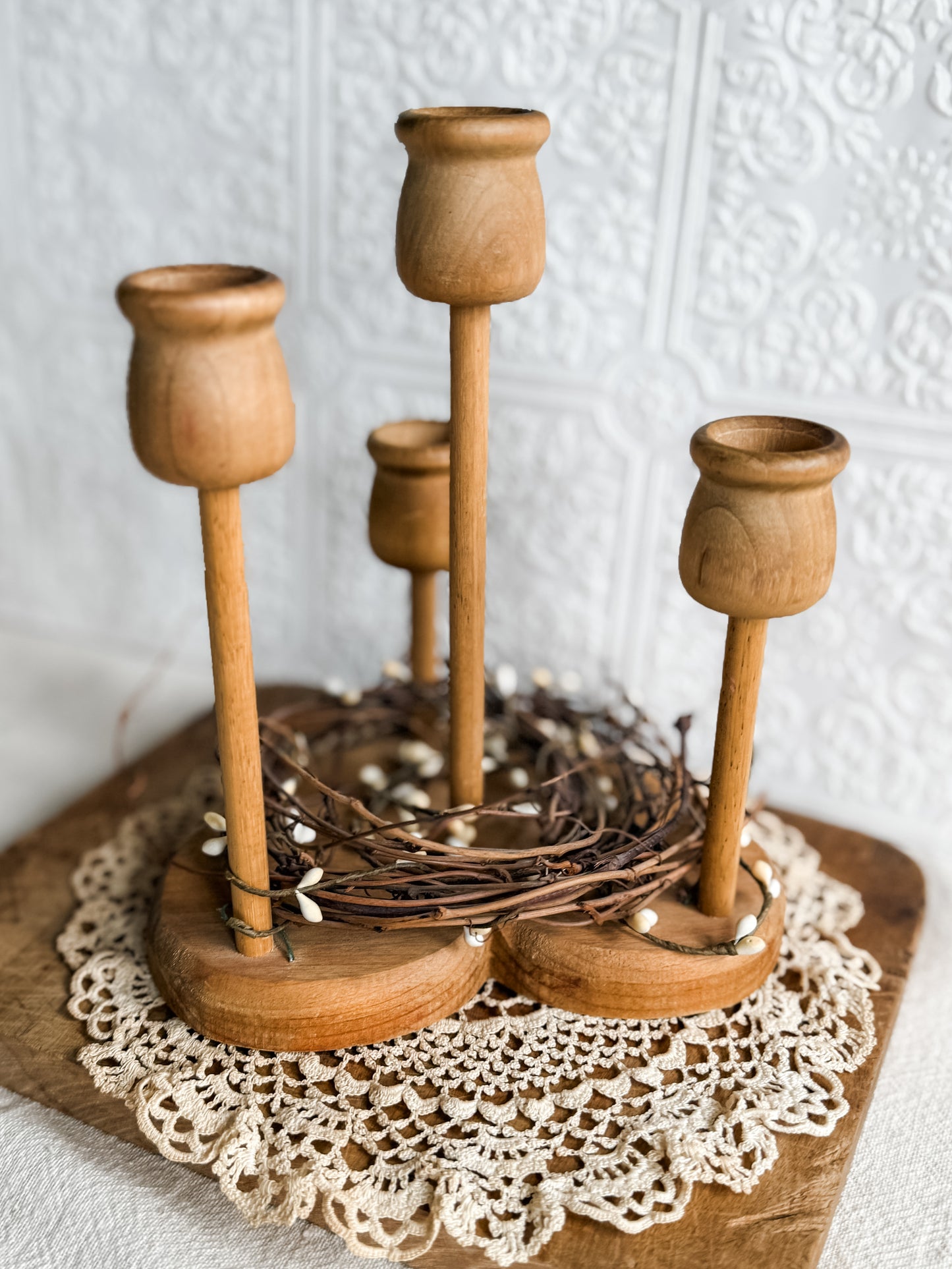 4 stemmed Candle holder with heart shaped base
