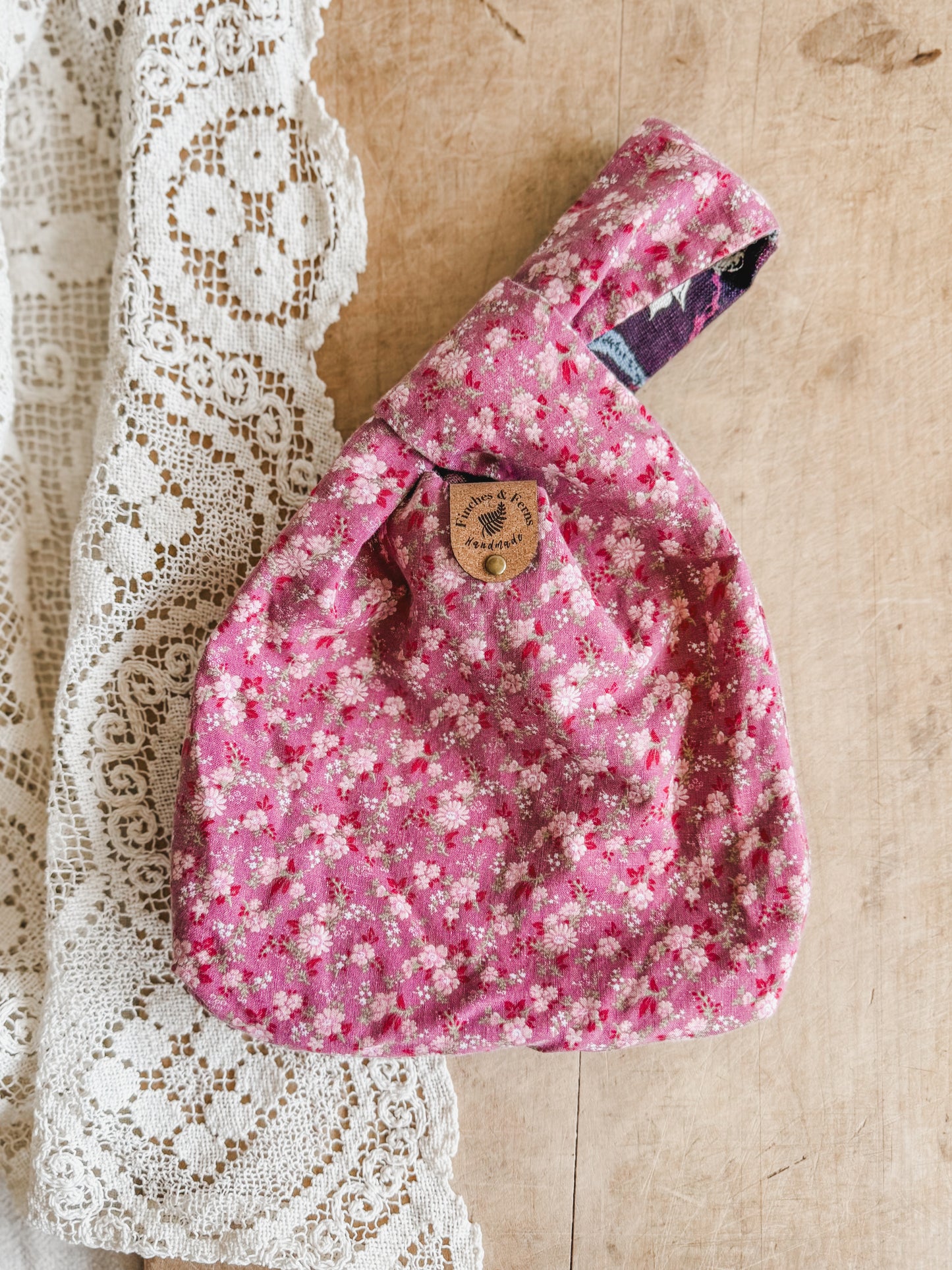 Small Japanese Knot Bag made with Vintage fabric