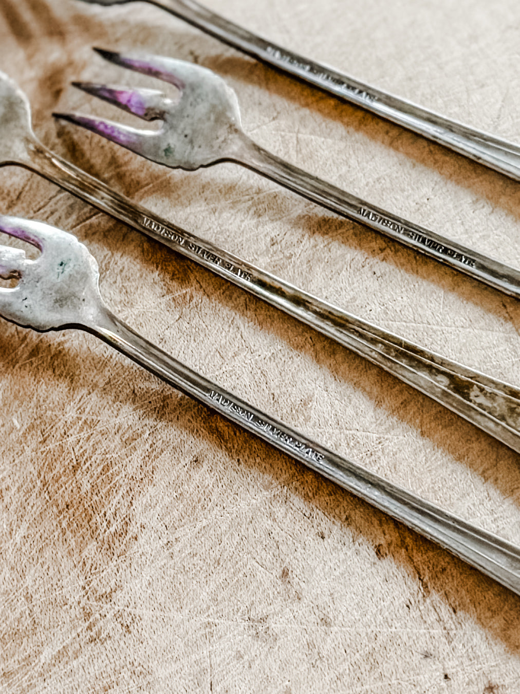 Four Silver Seafood Forks
