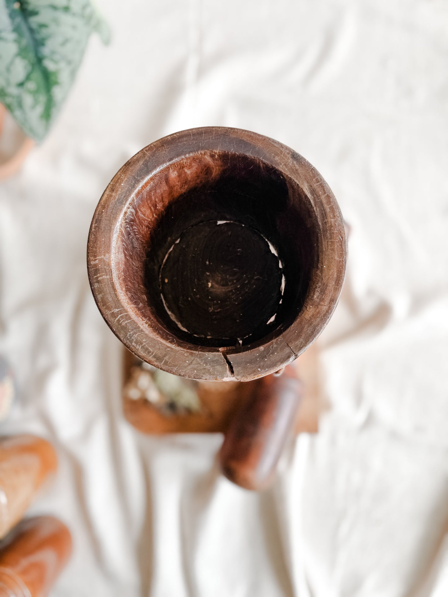 Primitive Antique Mortar and pestle-Split with repair