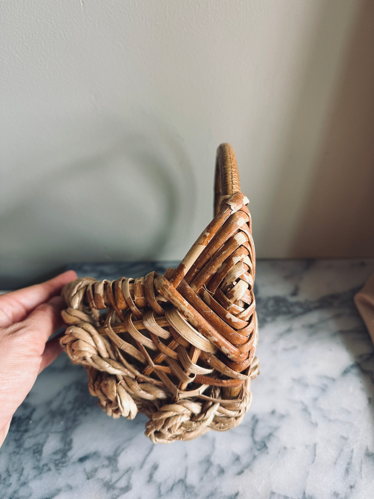 Handmade woven wall basket planter