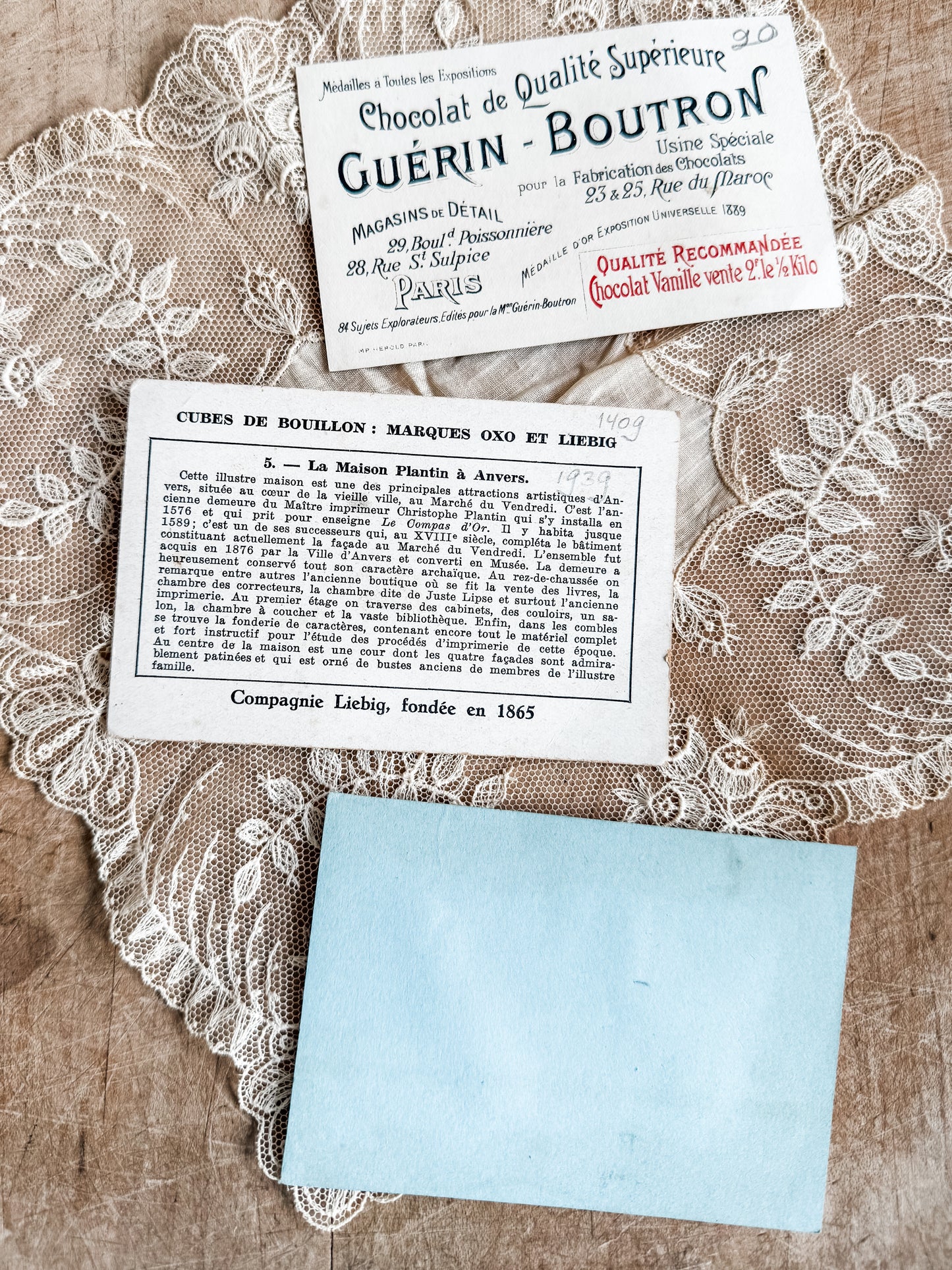 Three Antique Victorian French Advertising Cards