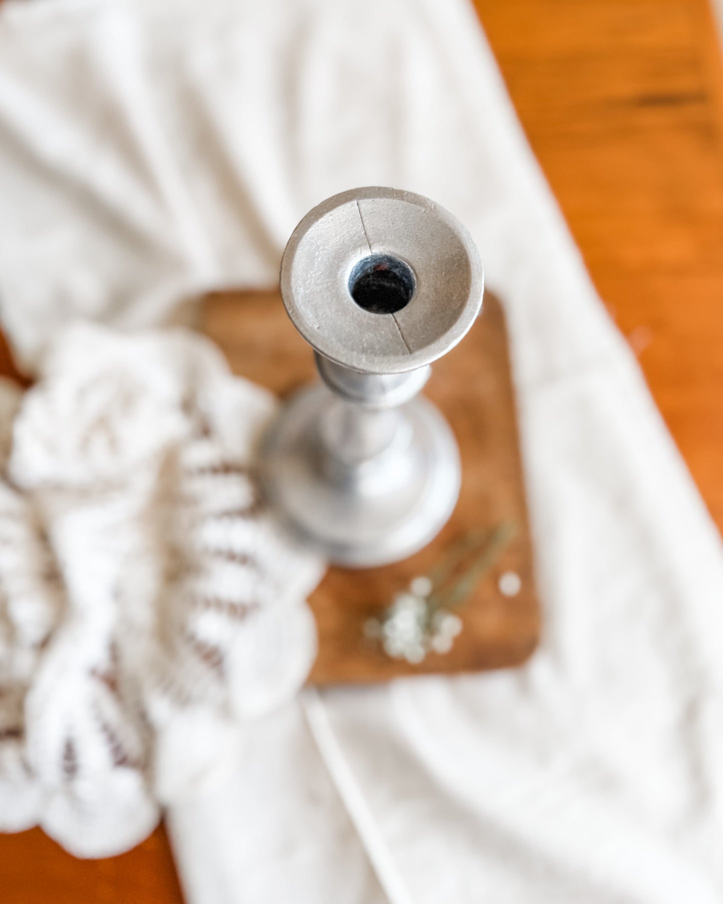 Large Pewter Candlestick | Shop Sustainable Antiques/Vintage Boutique | Farmhouse Cottage Mid Century Coastal Home Decor