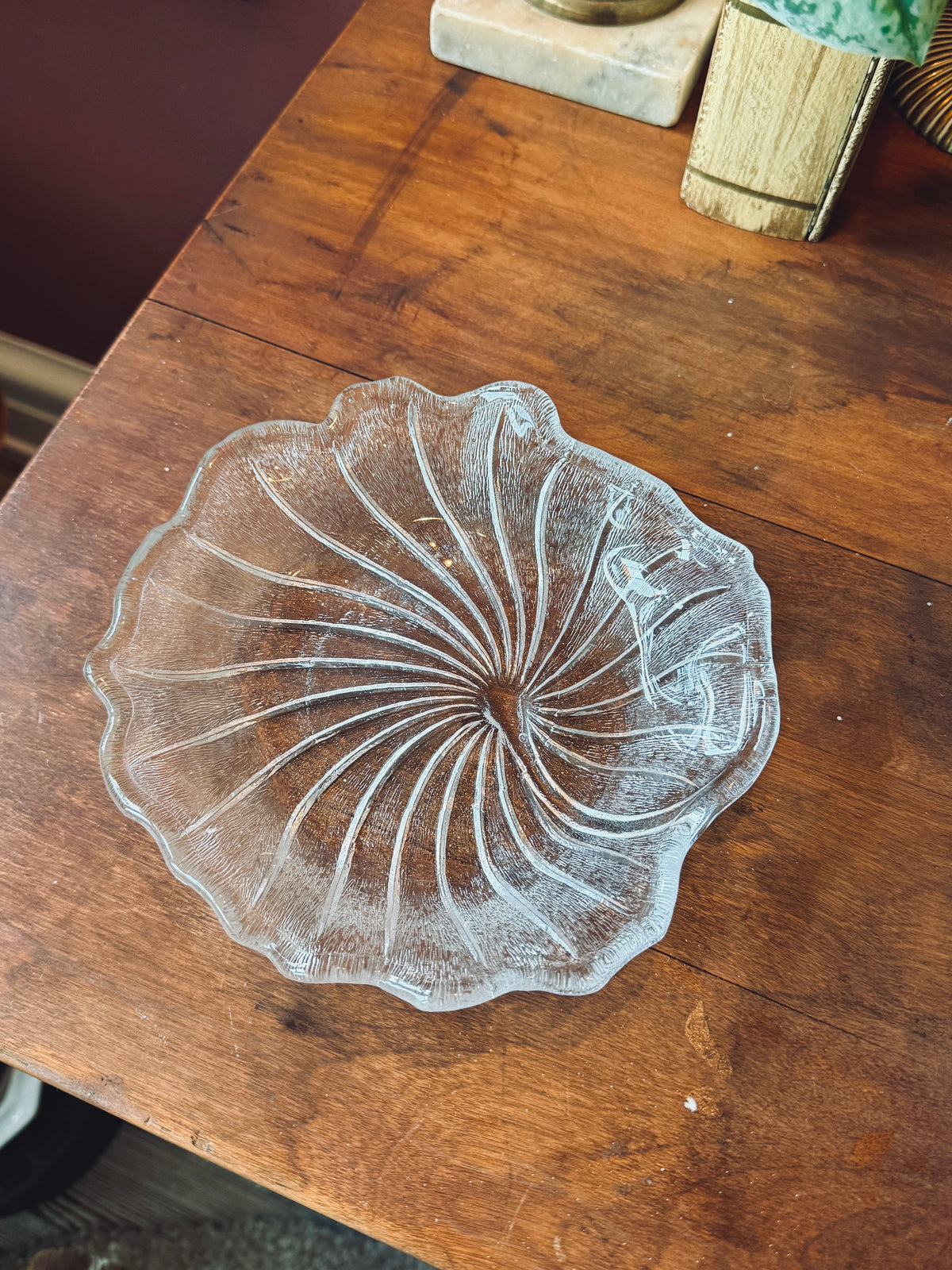 Vintage morning glory glass dish