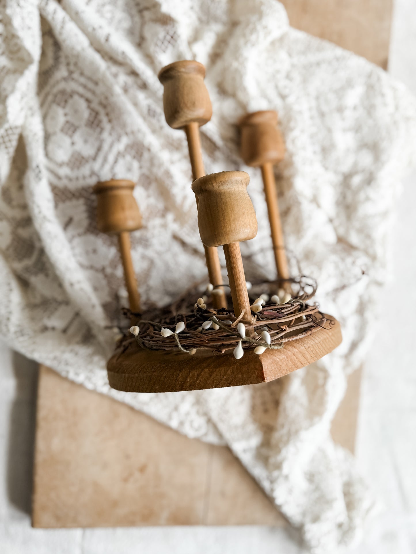 4 stemmed Candle holder with heart shaped base