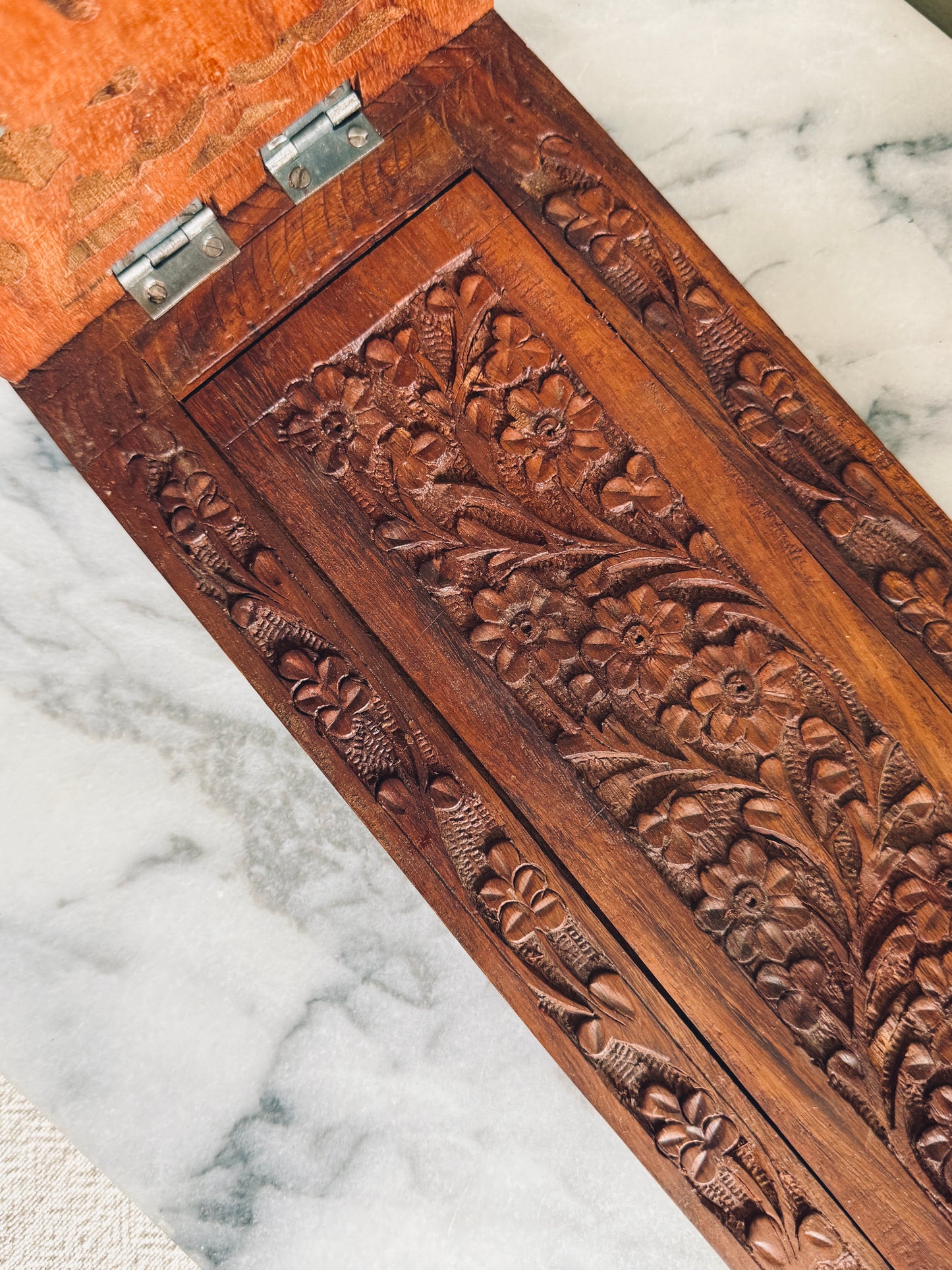Vintage Hand carved wooden book rack