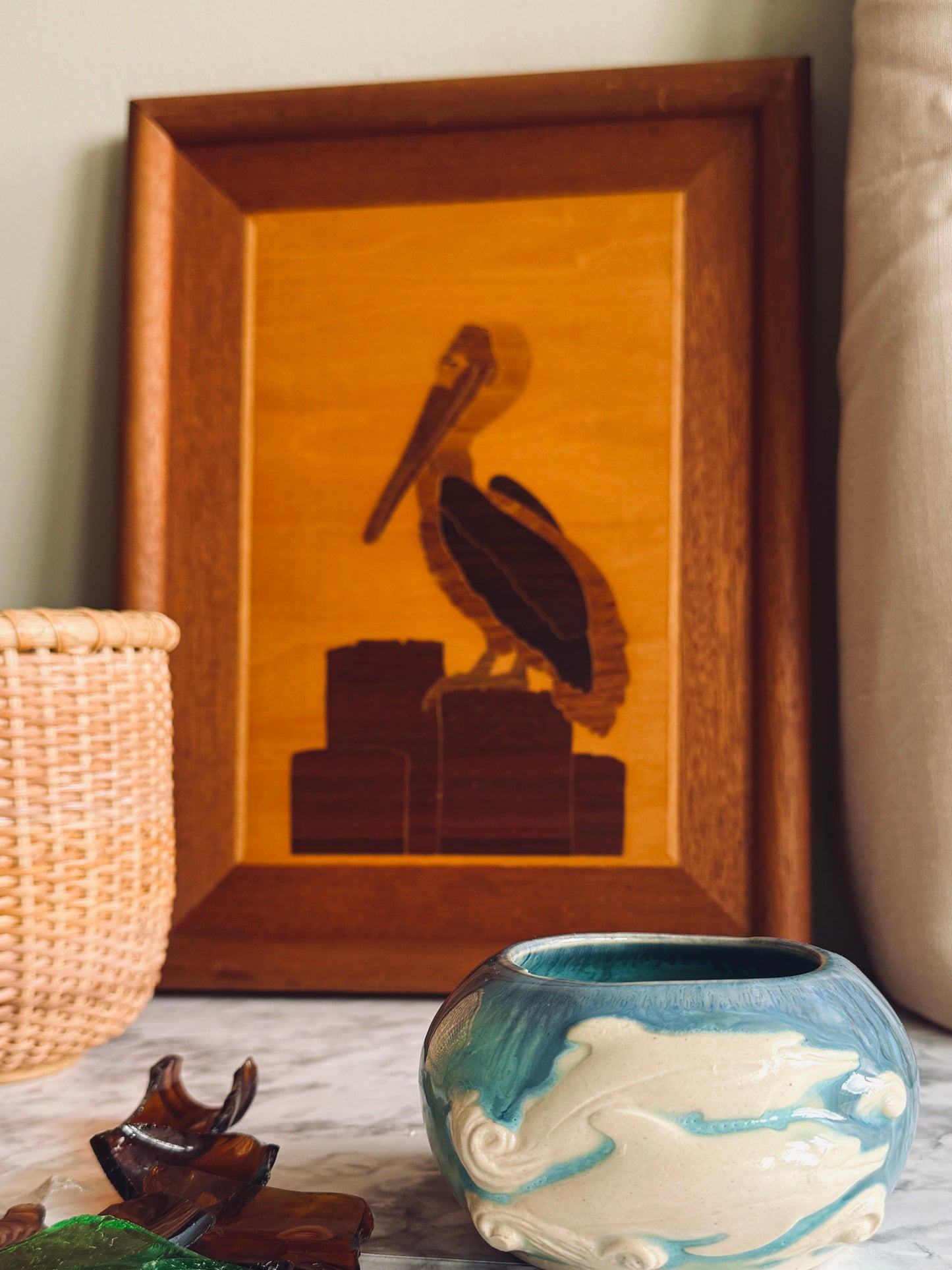 Pelican inlay marquetry