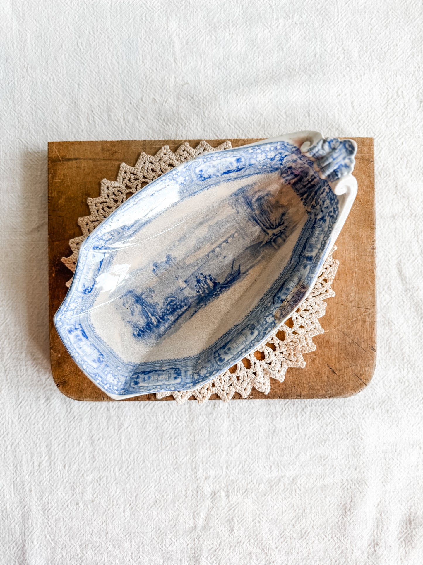 Mid 19th Century Antique Ironstone Transferware Relish Dish