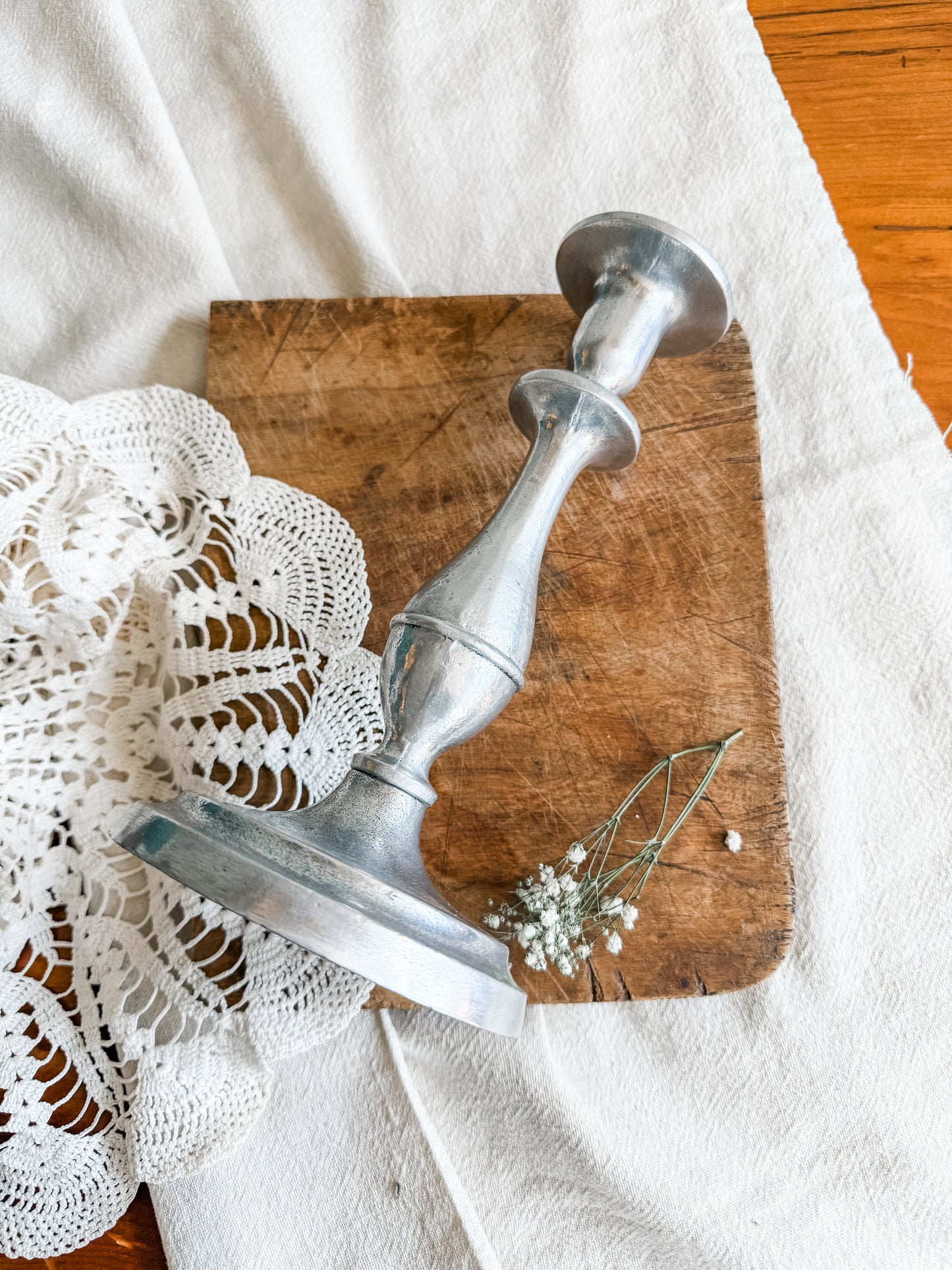 Large Pewter Candlestick | Shop Sustainable Antiques/Vintage Boutique | Farmhouse Cottage Mid Century Coastal Home Decor