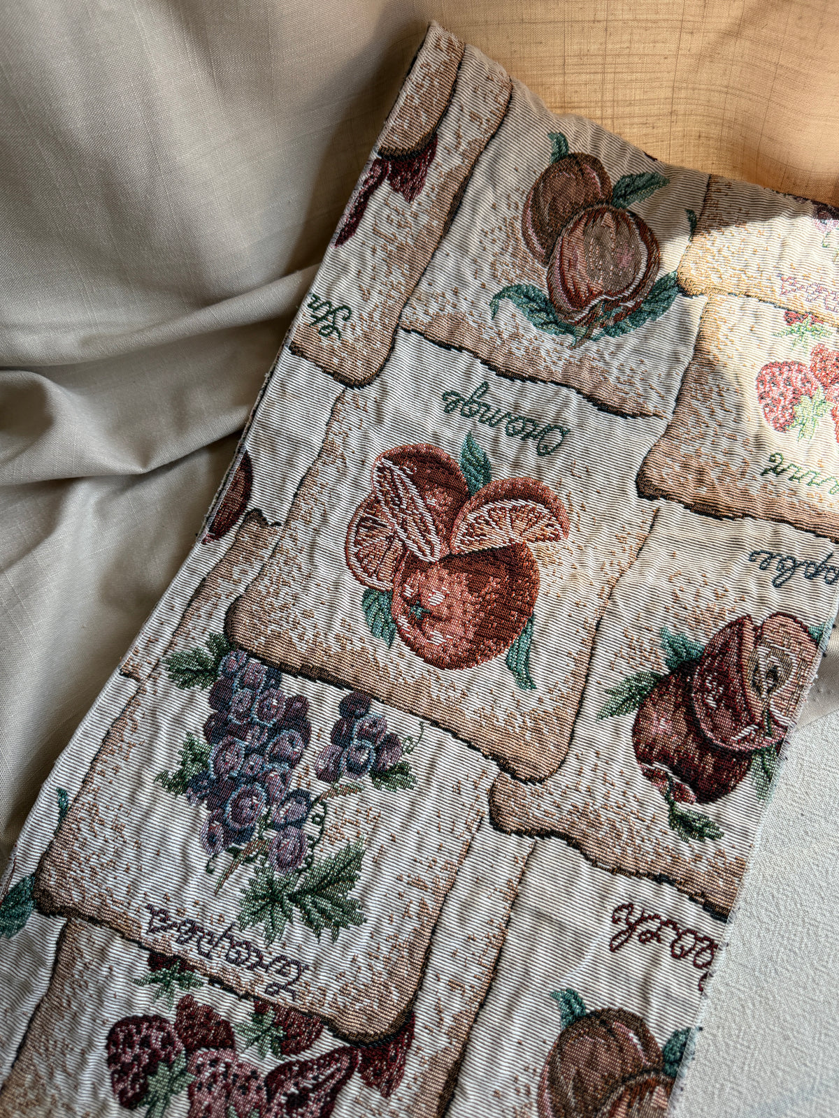 Woven tapestry fruit table runner