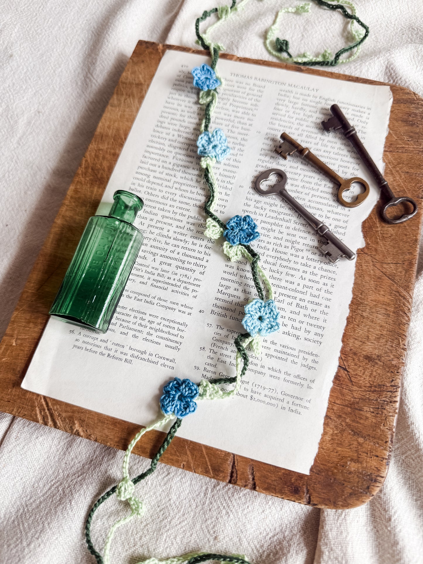 Crochet Flower Crown with Blue Flowers | Handmade Artisan Gift Boutique