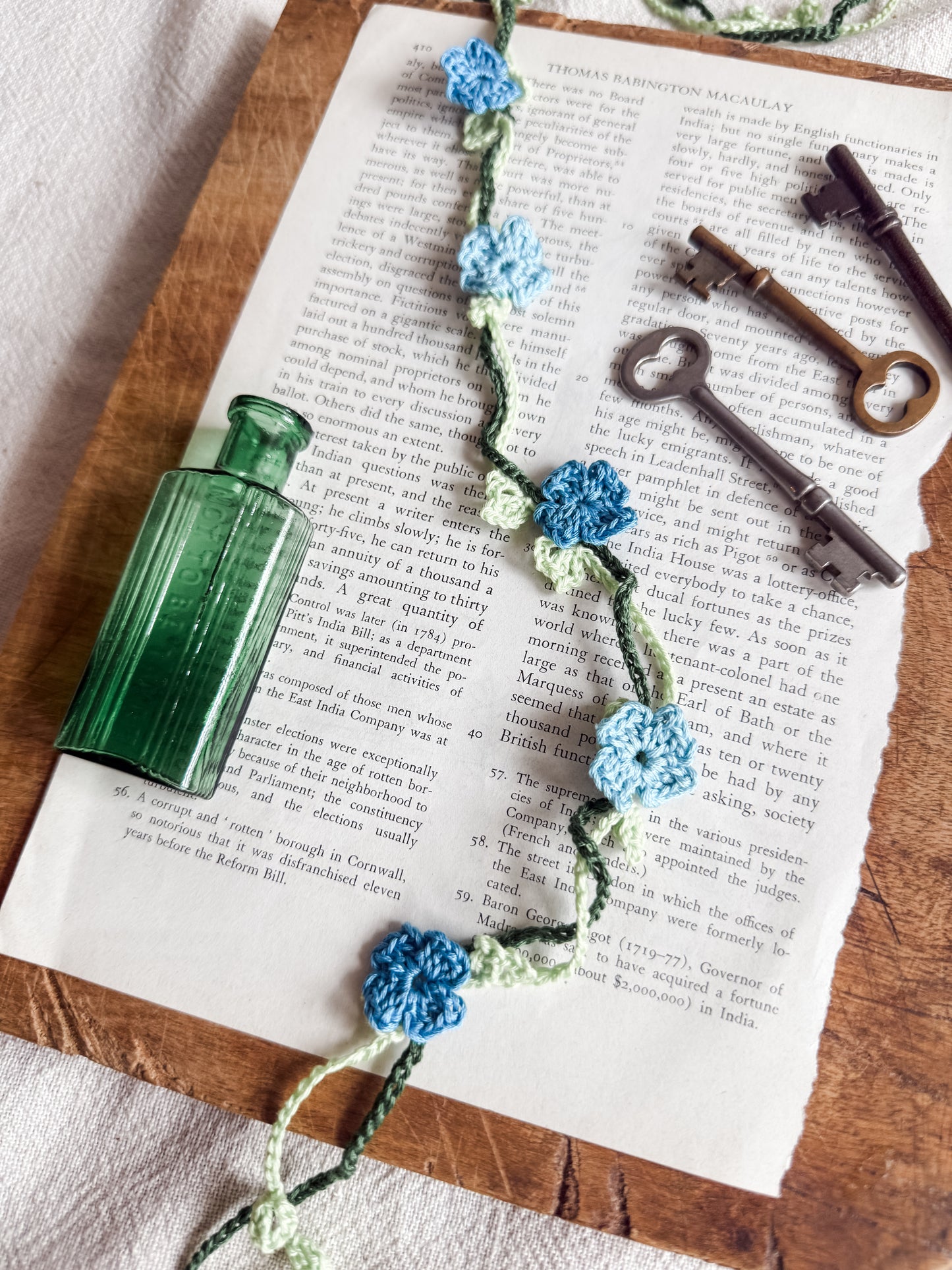 Crochet Flower Crown with Blue Flowers | Handmade Artisan Gift Boutique