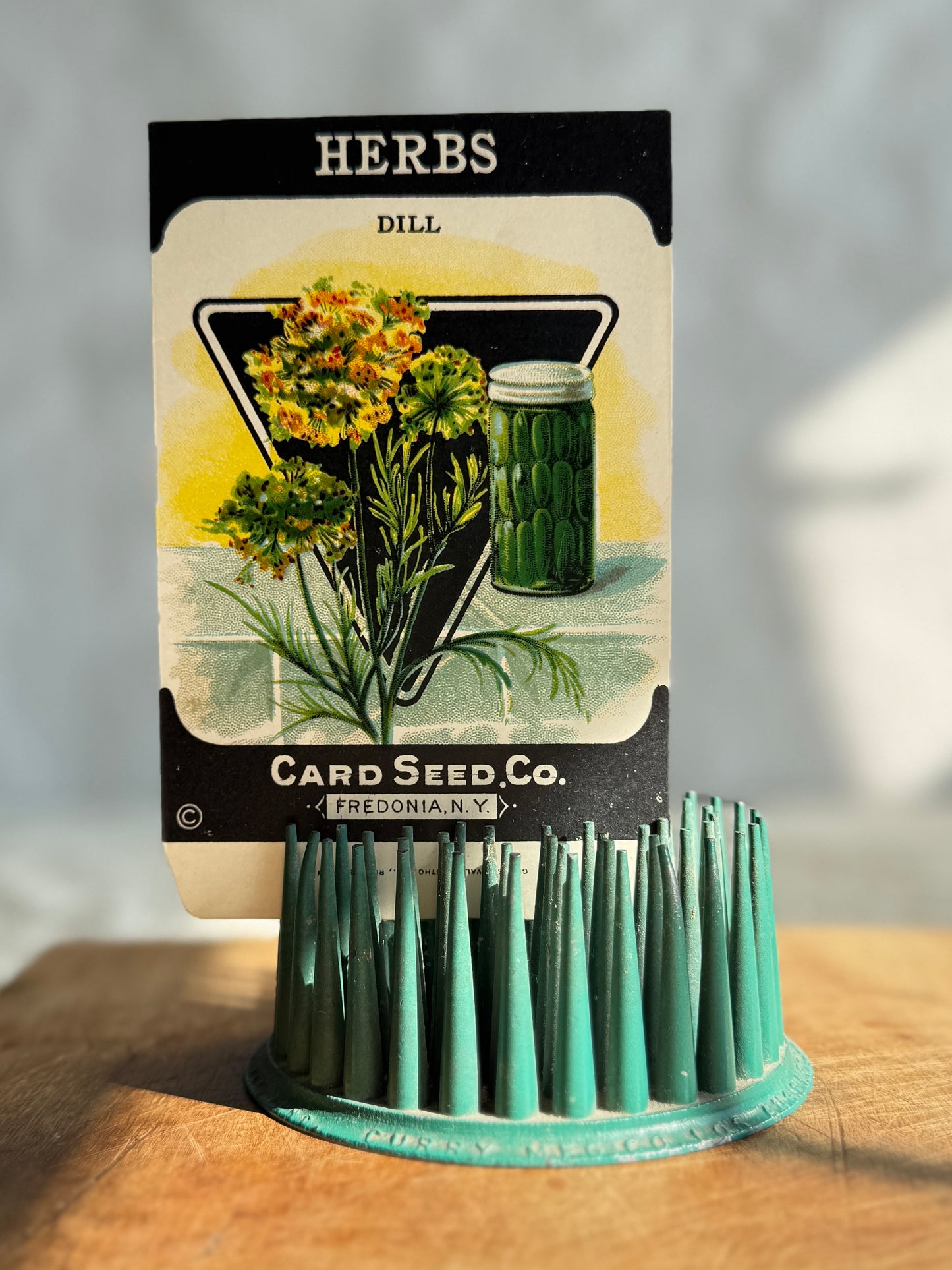 Large green vintage flower frog