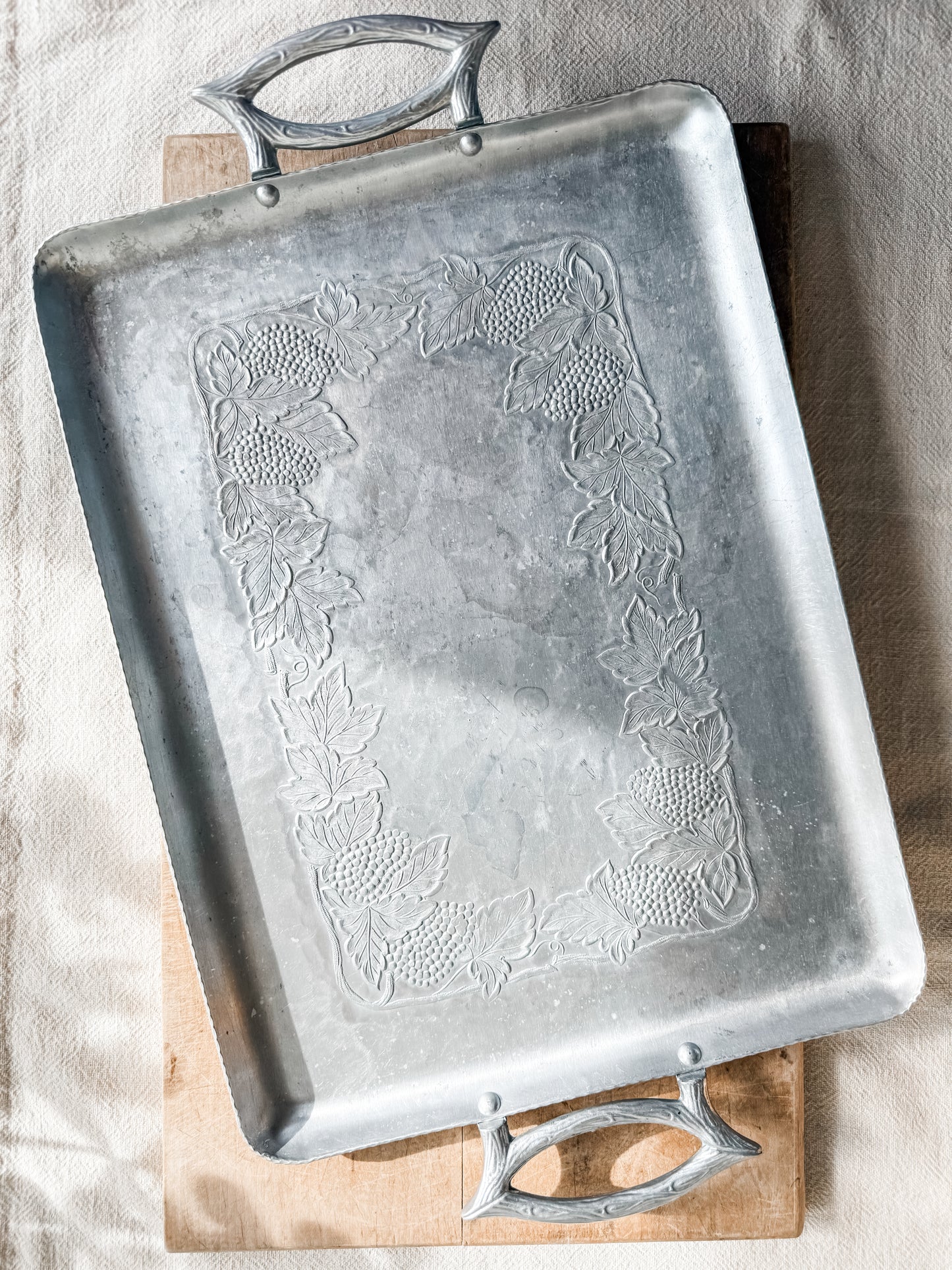Aluminum Serving Tray | Shop Sustainable Antiques/Vintage Boutique | Traditional Cottage Maximalist Grand Millennial Home Decor