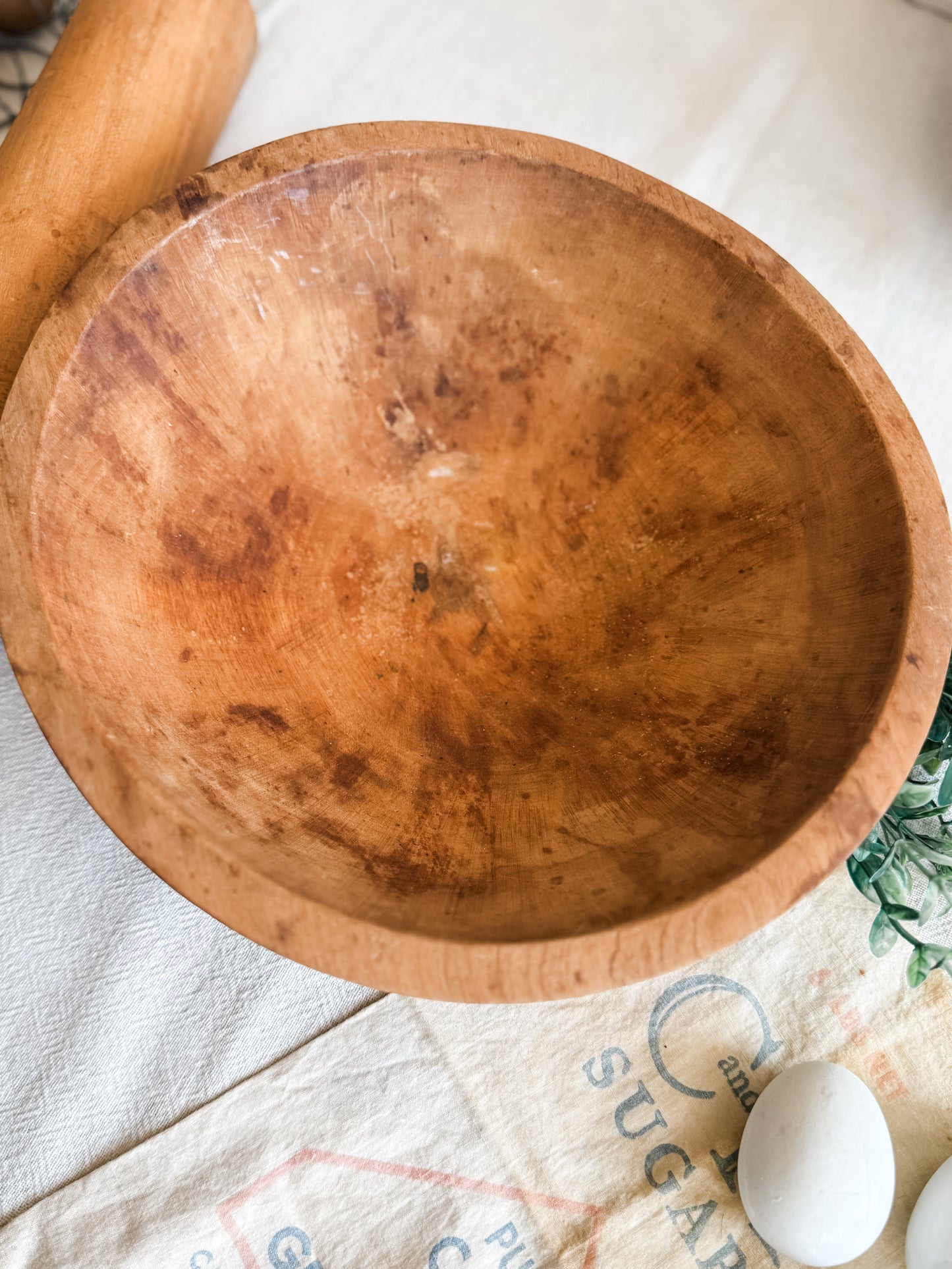 Vintage Wooden Dough Bowl