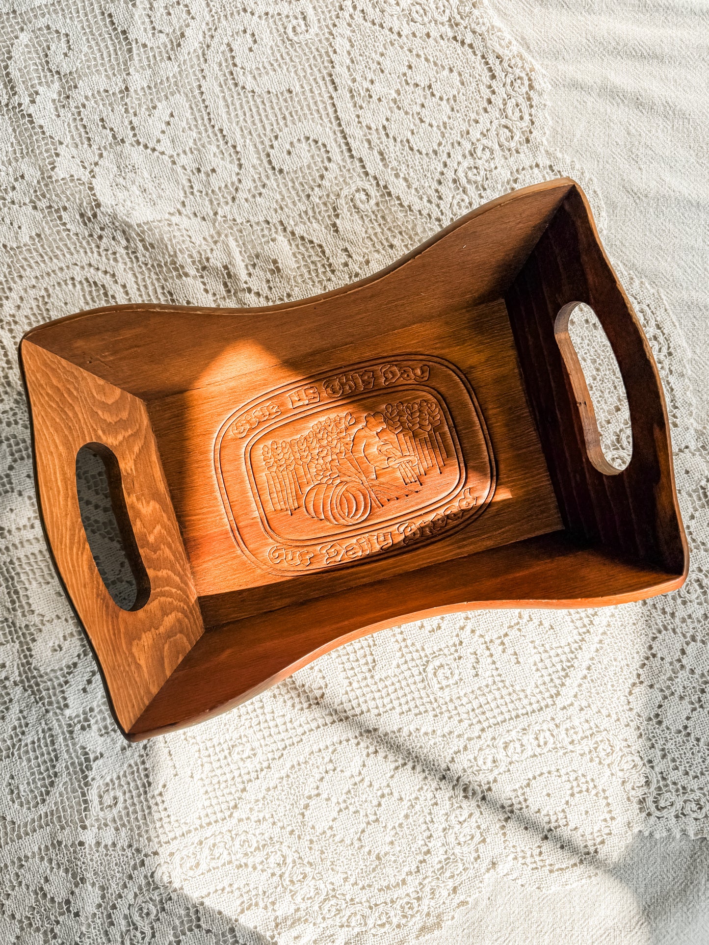 Vintage wooden bread tray