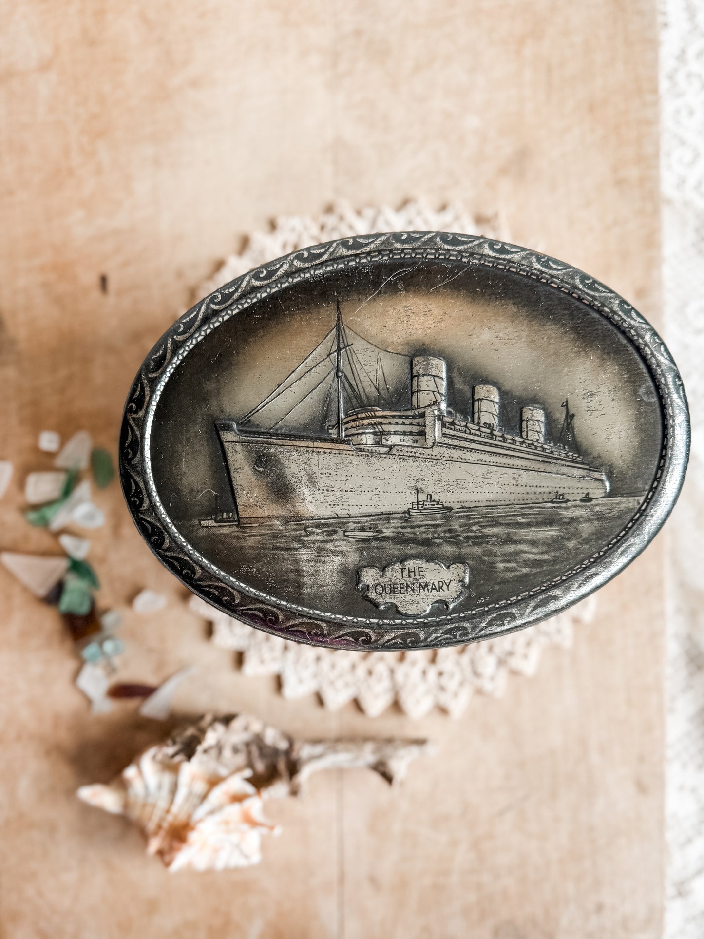 Oval 1930’s RMS Queen Mary Tin