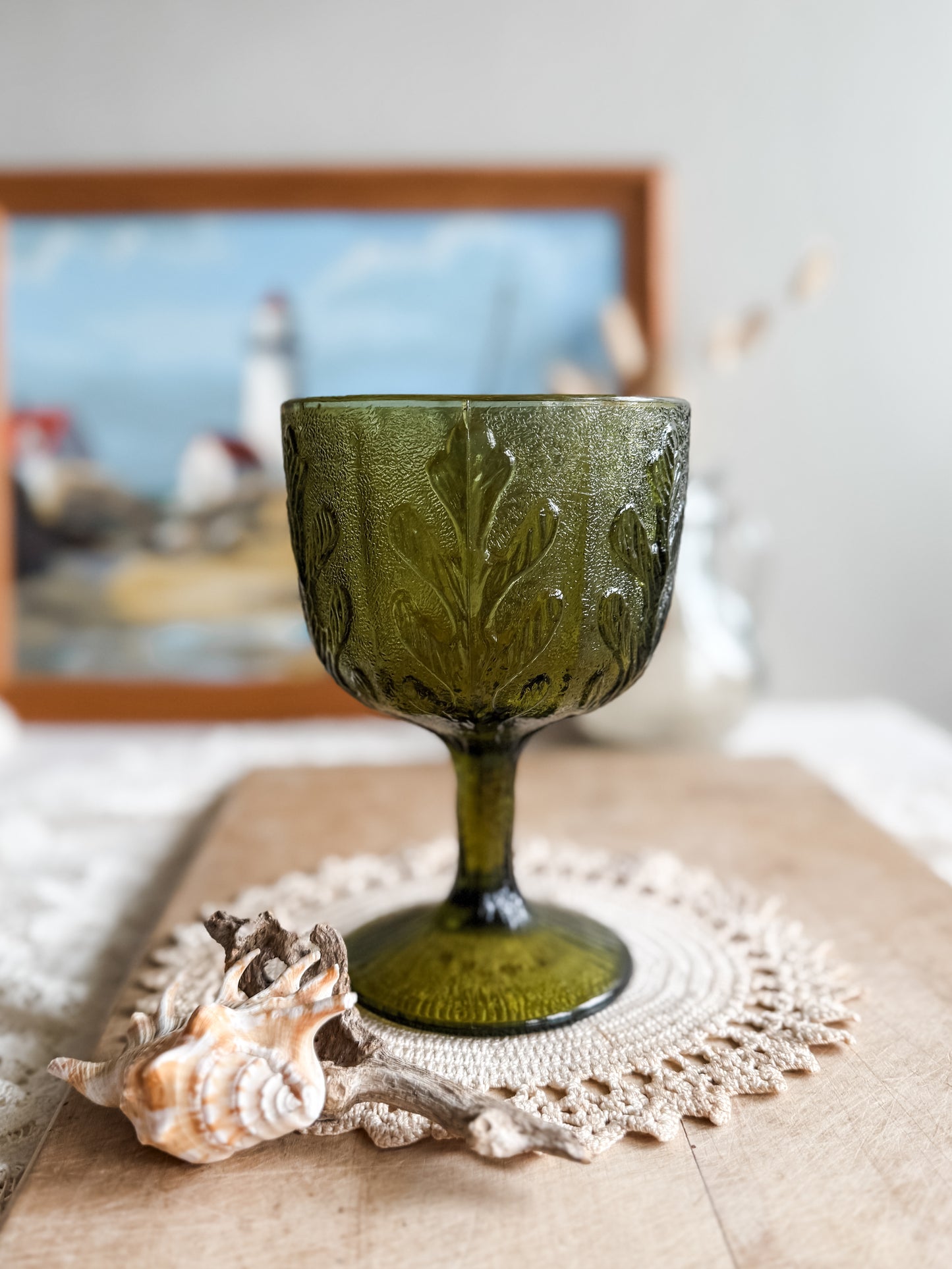 1970’s Avocado Green Compote, Nut dish, Planter