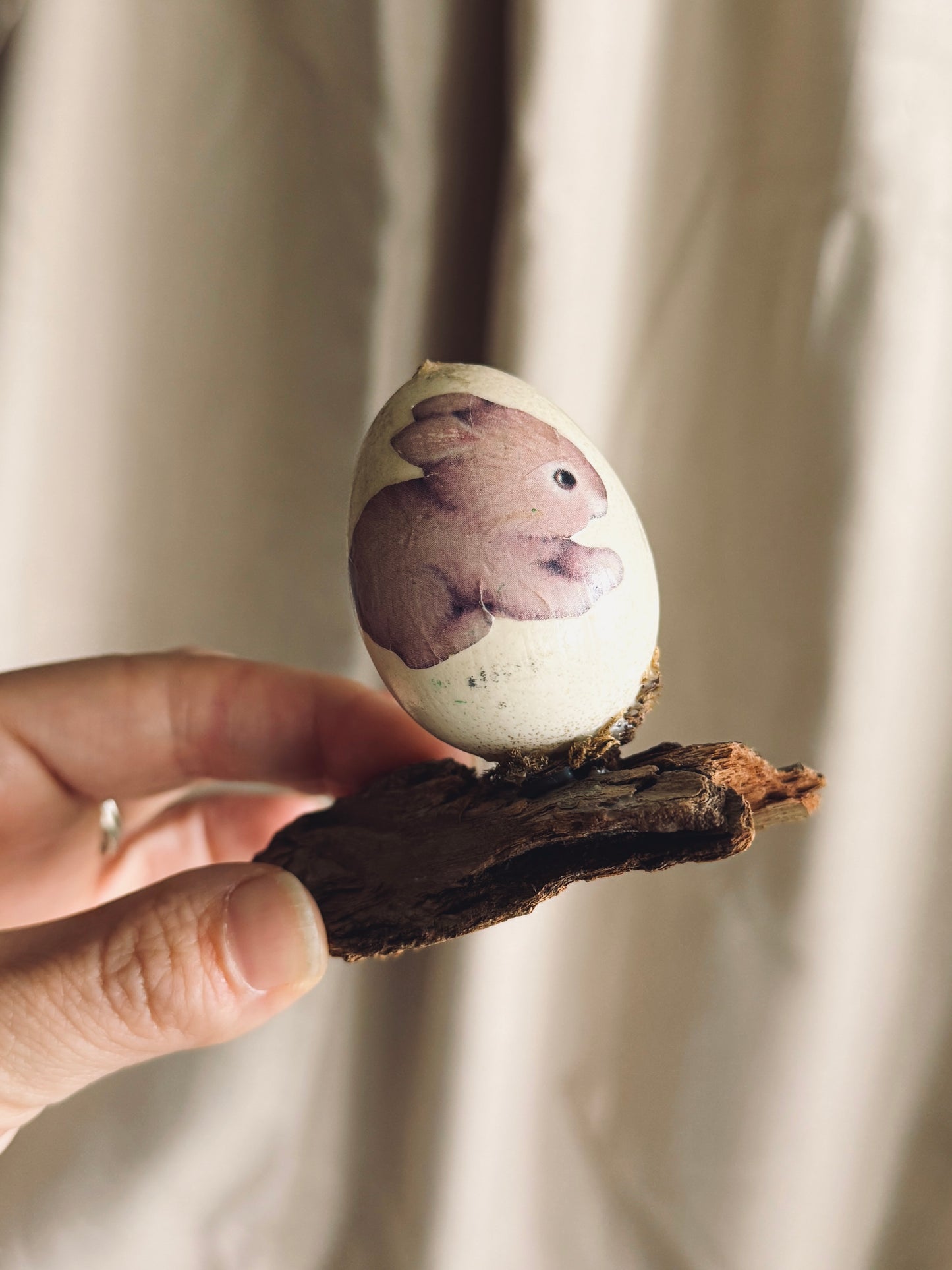 Decoupage Egg on Bark