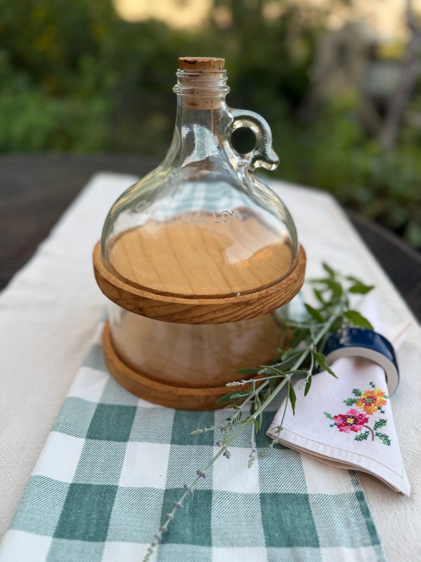 Vintage 2 Tiered Half Gallon Bottle Cheese Dome