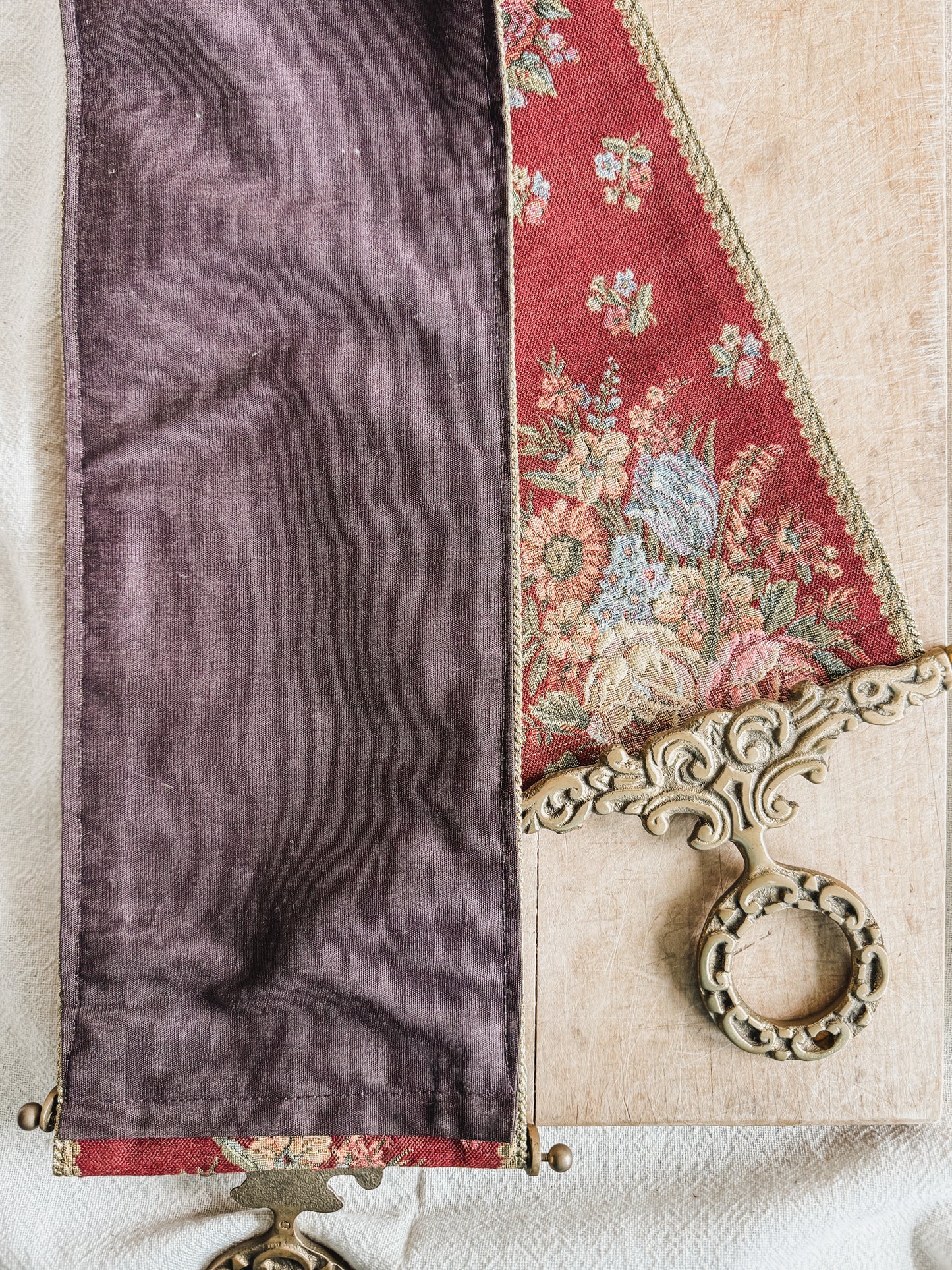 Floral Tapestry Bell Pull with Brass Hanger