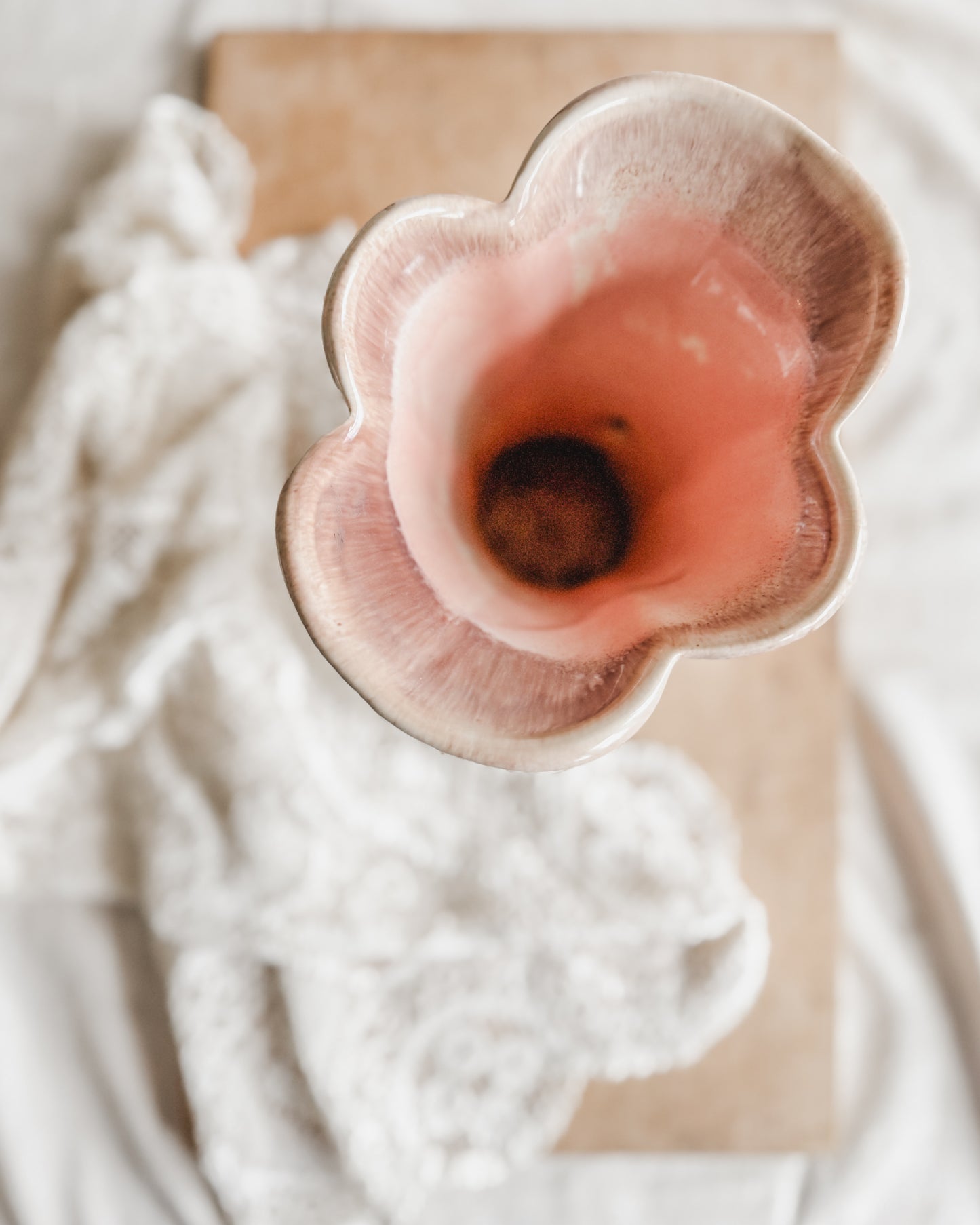 Gonder Double Swan Vase pottery vase in a beautiful dusty rose color