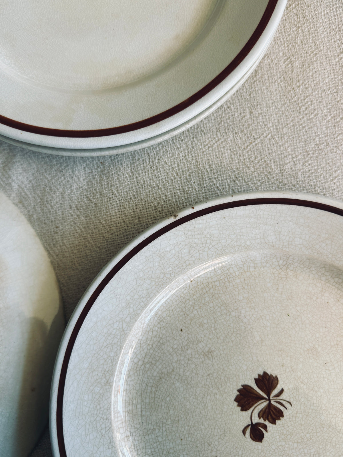 Set of 4 ironstone tea leaf plates