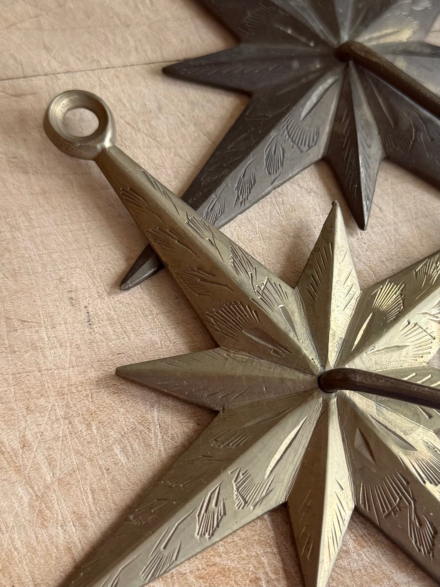 Pair of Brass MCM Starburst Wall Sconces
