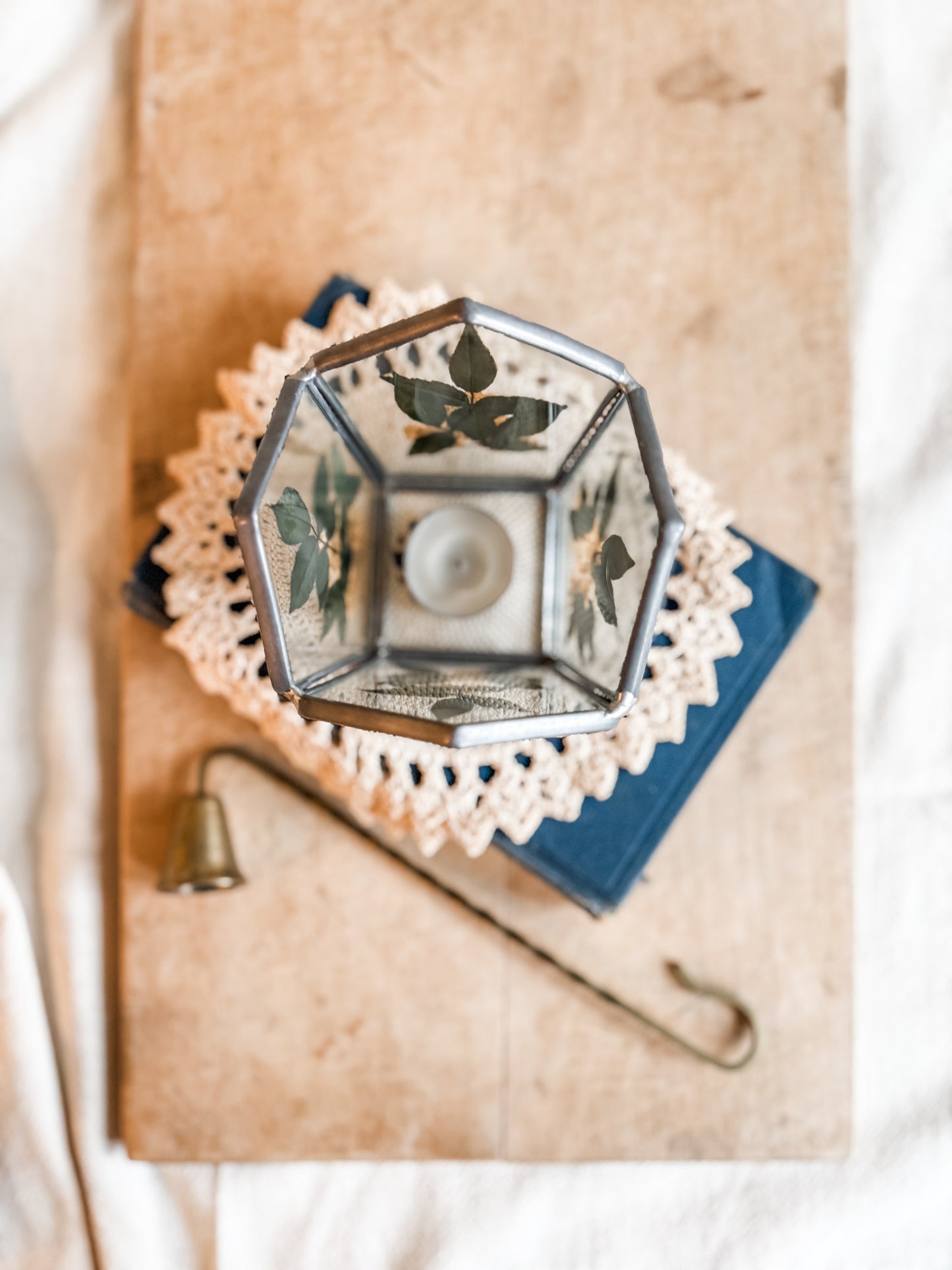 Dried Pressed Flower Candle or Tealight Holder