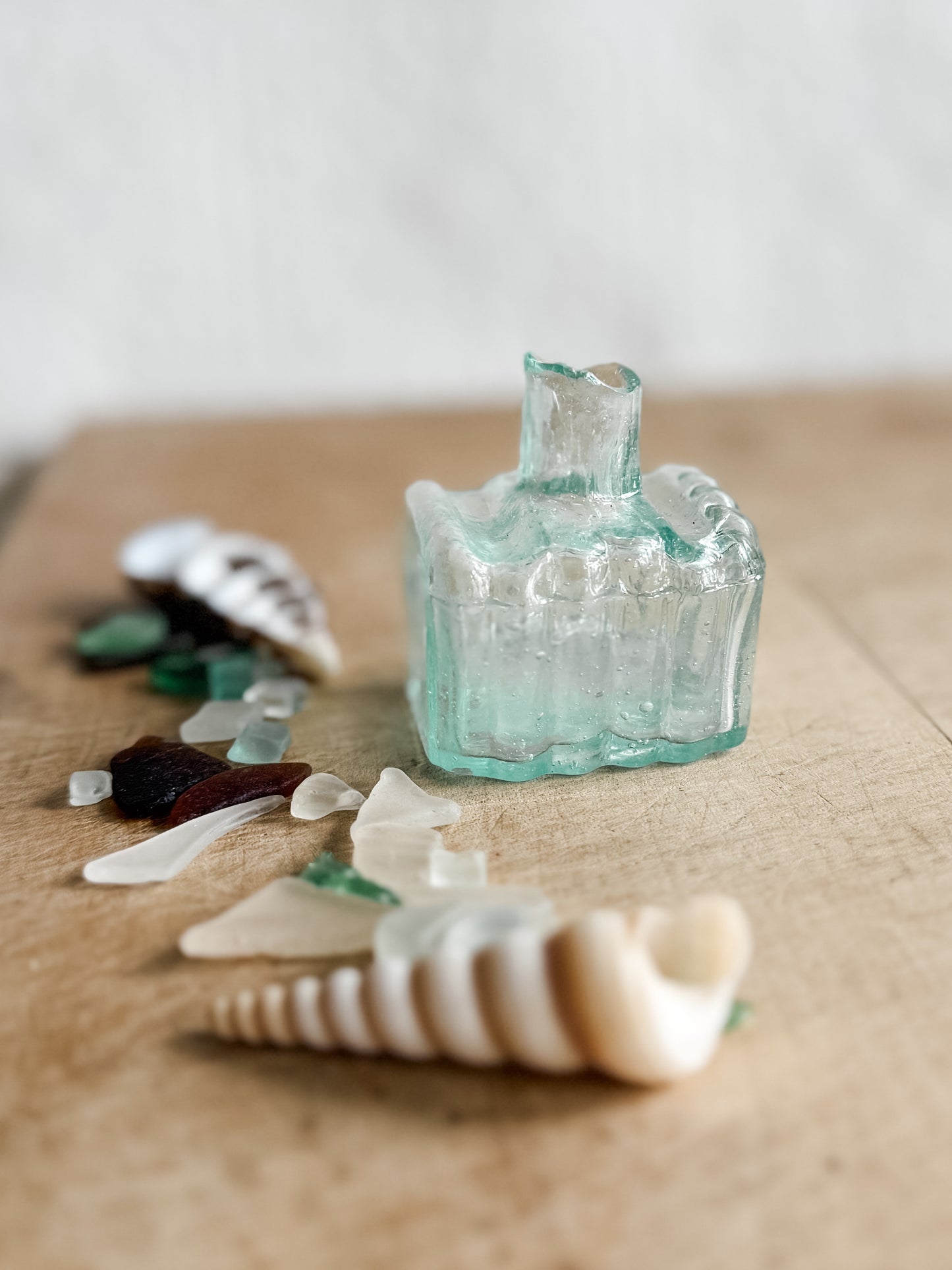 Antique Aqua Glass Inkwell