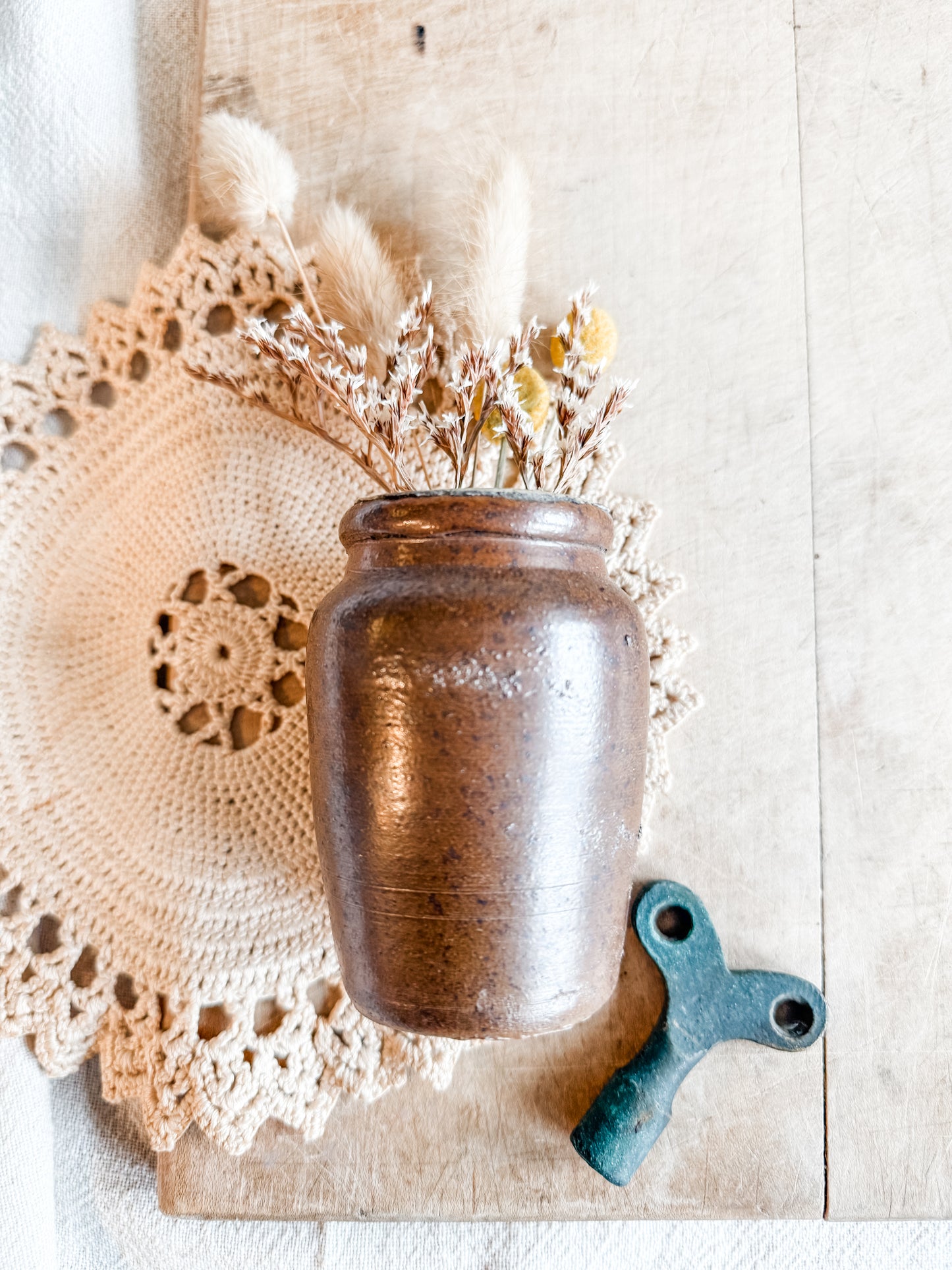 Antique Stoneware Brown Glazed Cream Dairy Pot