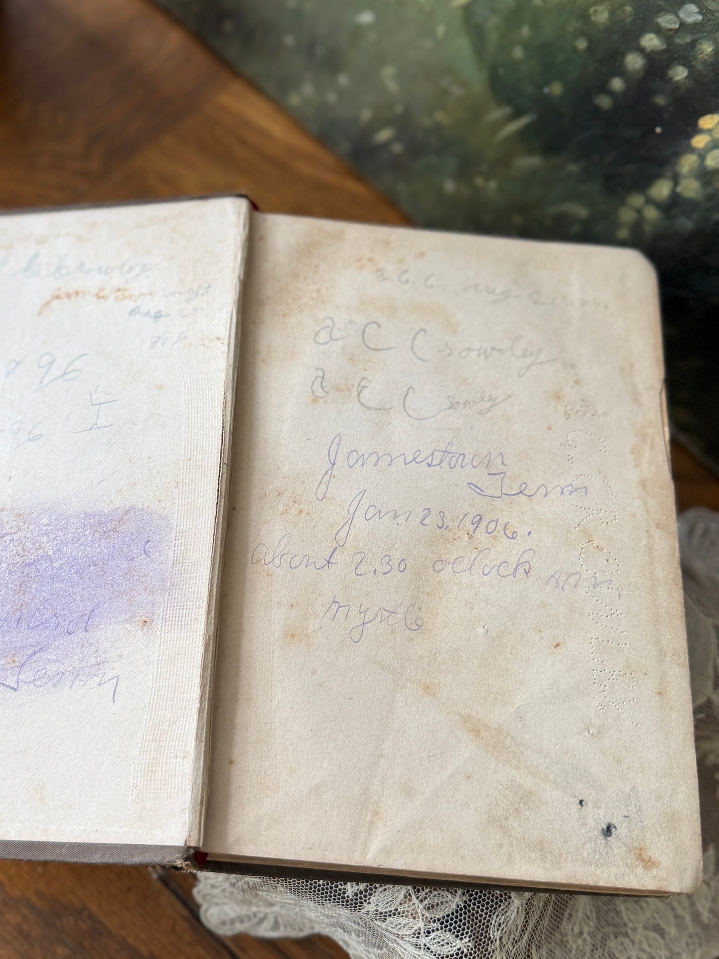 English grammar brown book with floral detail