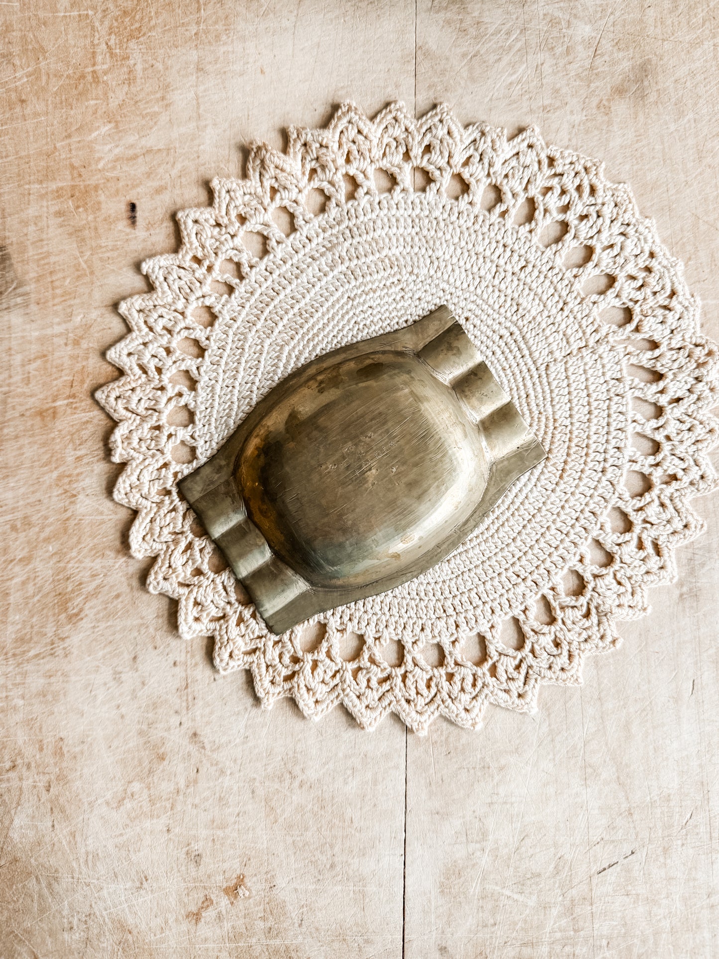 Brass Etched Ashtray or Trinket Dish