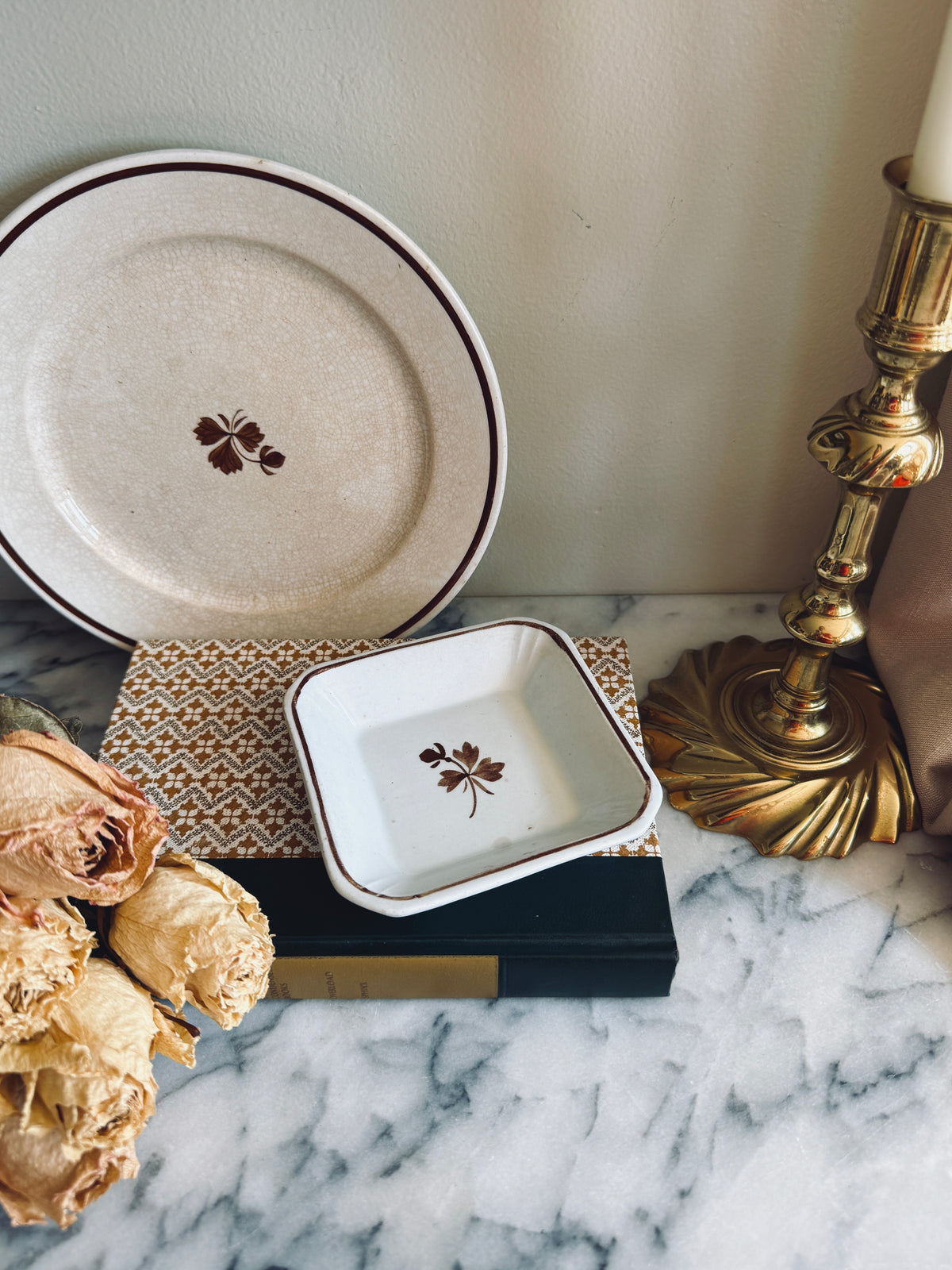 Square ironstone tea leaf square dish