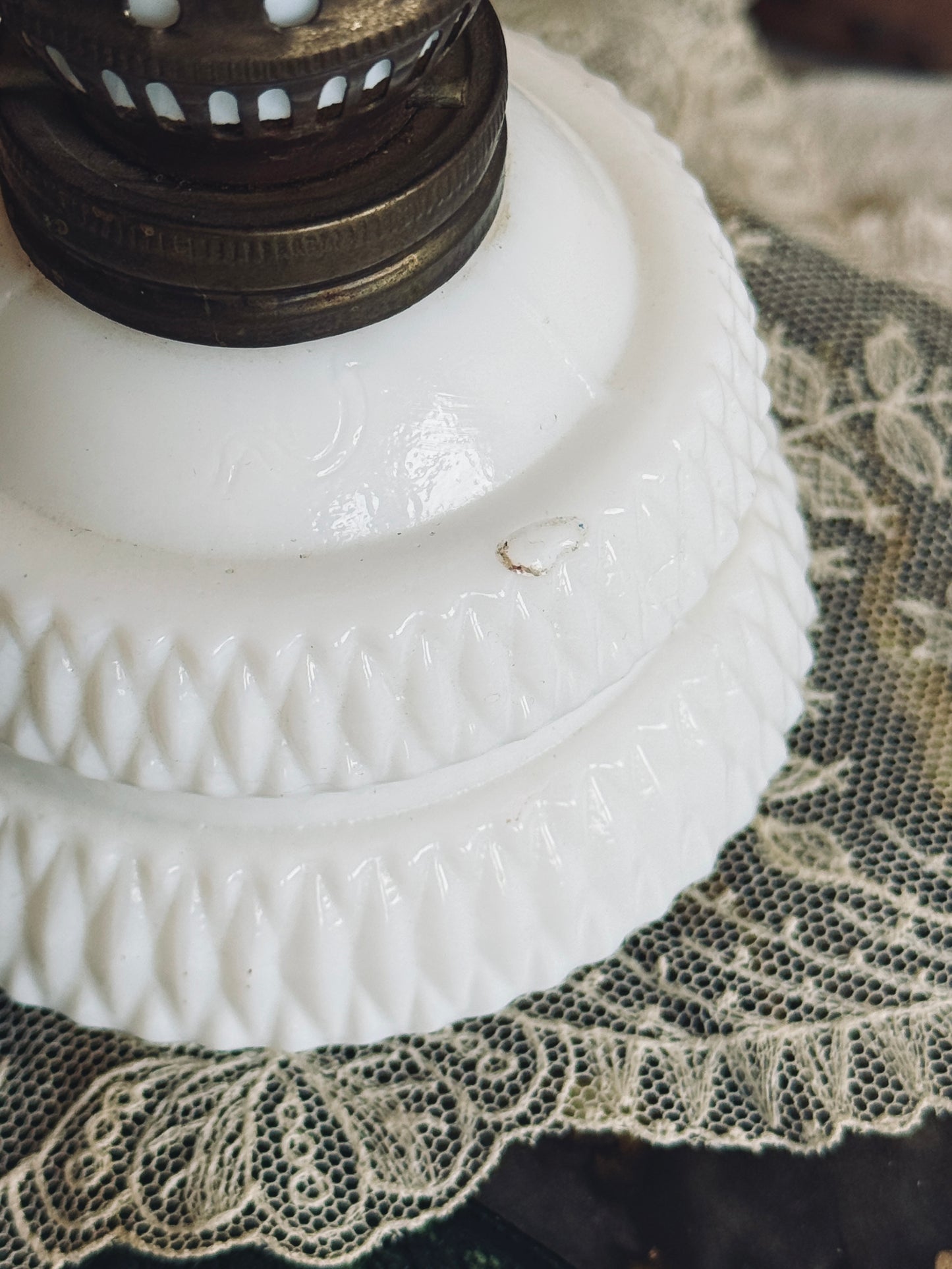 Small milkglass oil lamp