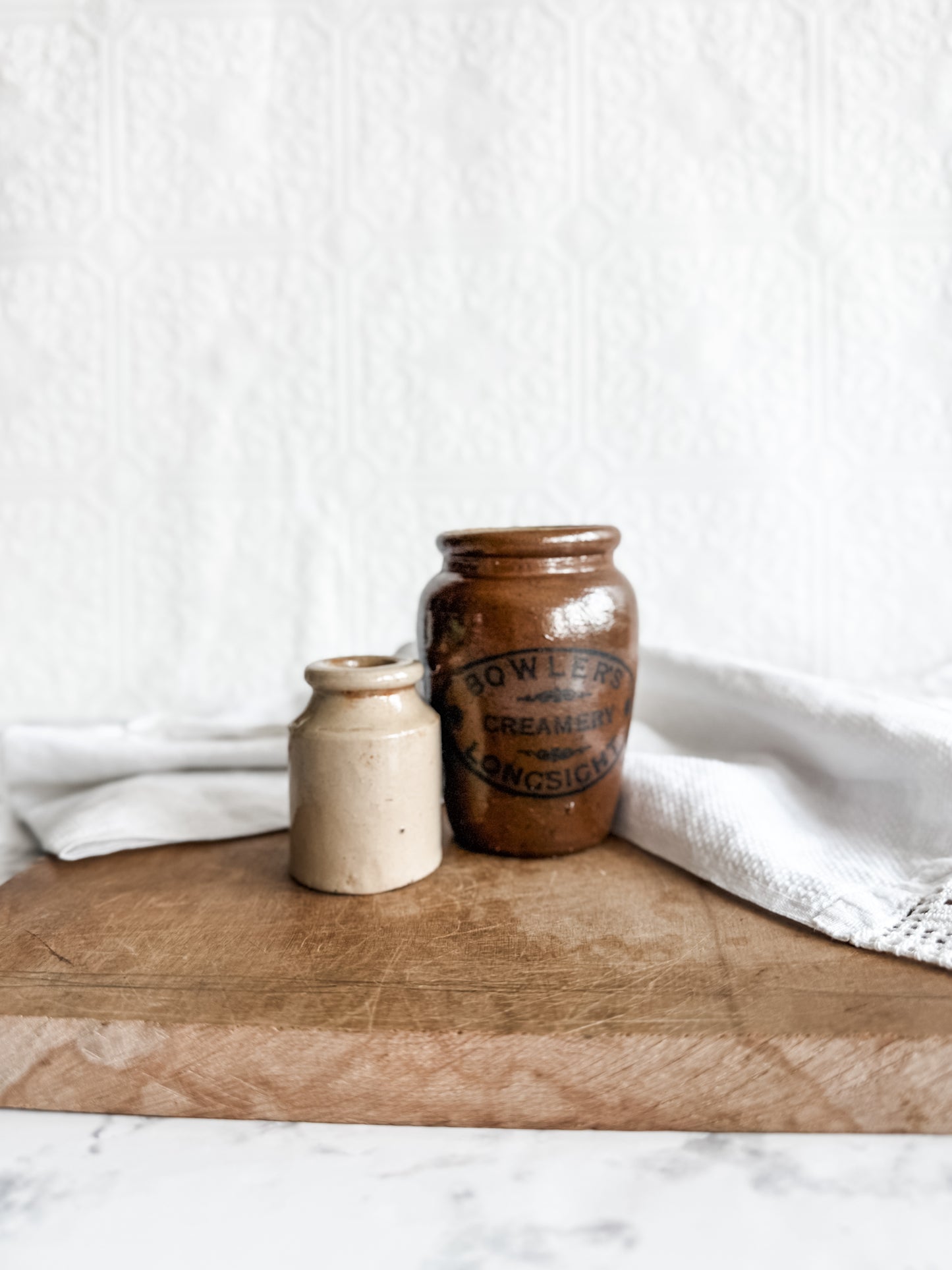 Antique advertising Creamer marked “Bowler’s Creamery, Longsight”