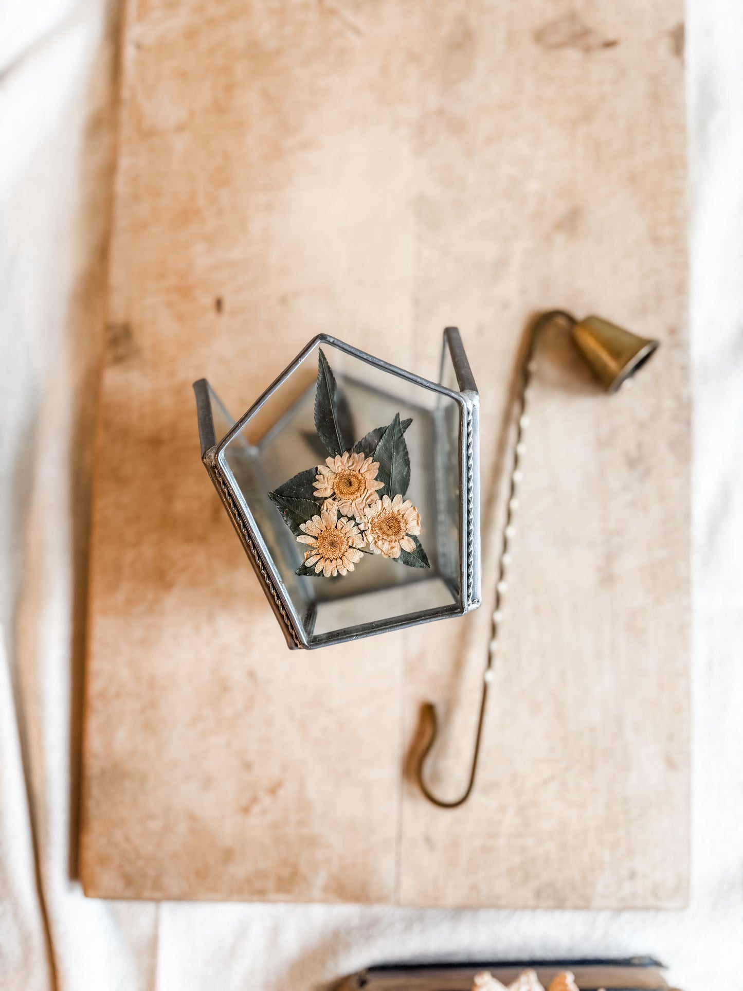Dried Pressed Flower Candle or Tealight Holder