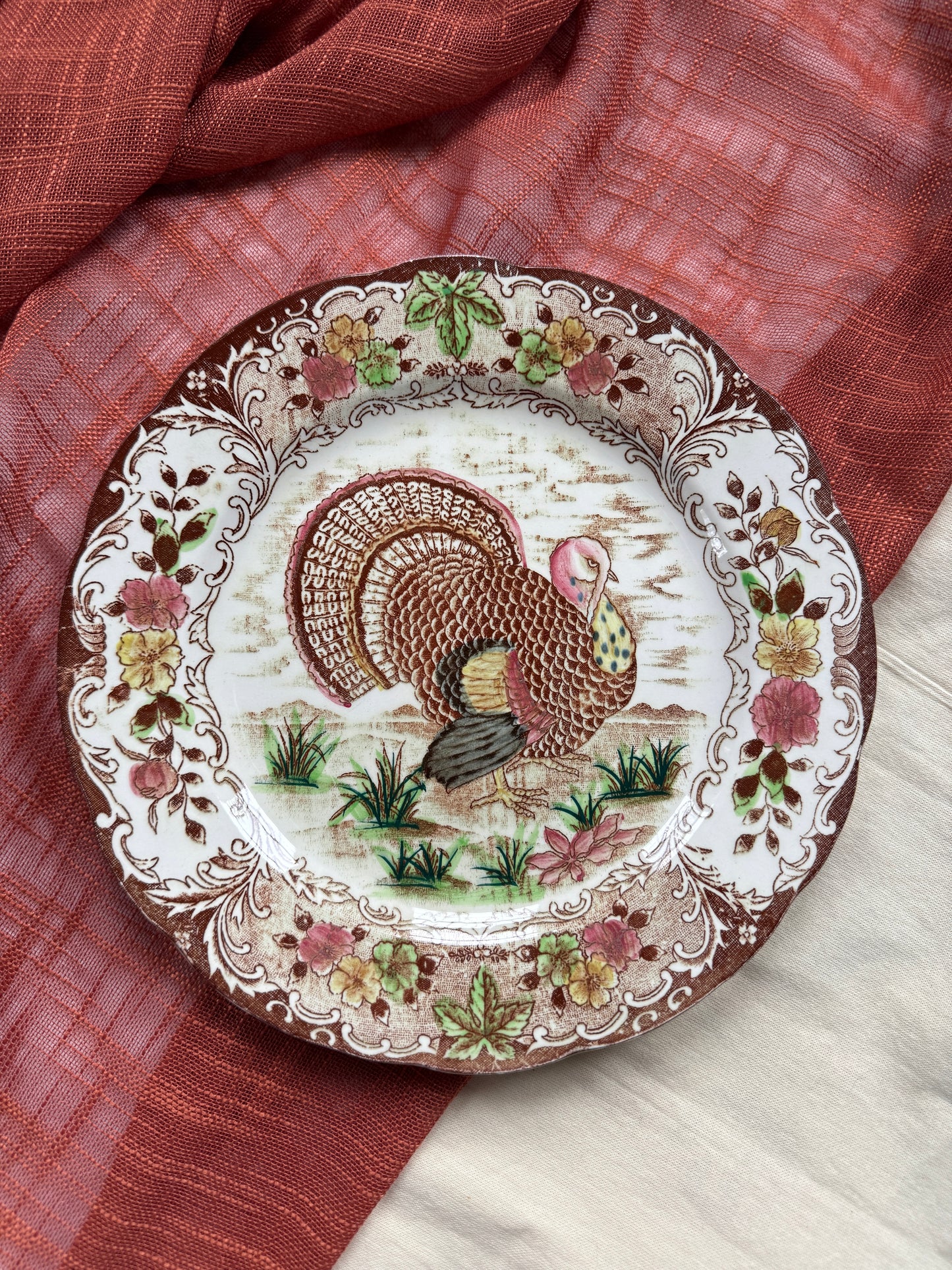 Vintage Turkey Transferware Dinner Plate