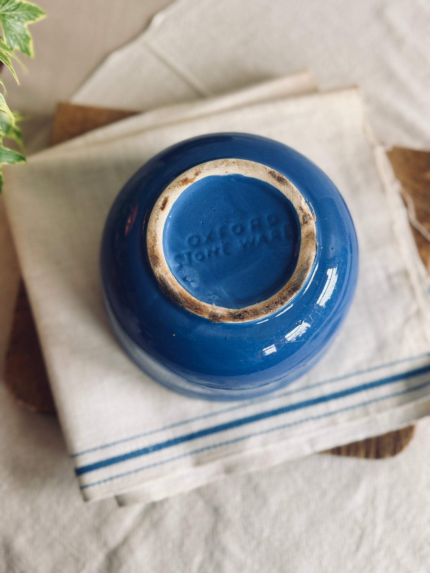 Vintage blue “Oxford” stoneware mixing bowl
