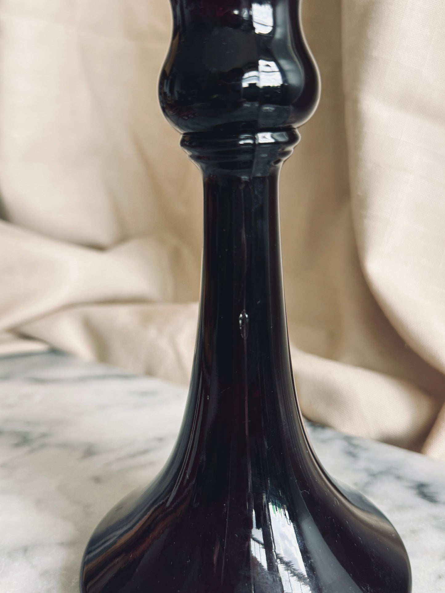 Vintage deep amethyst glass candle holders