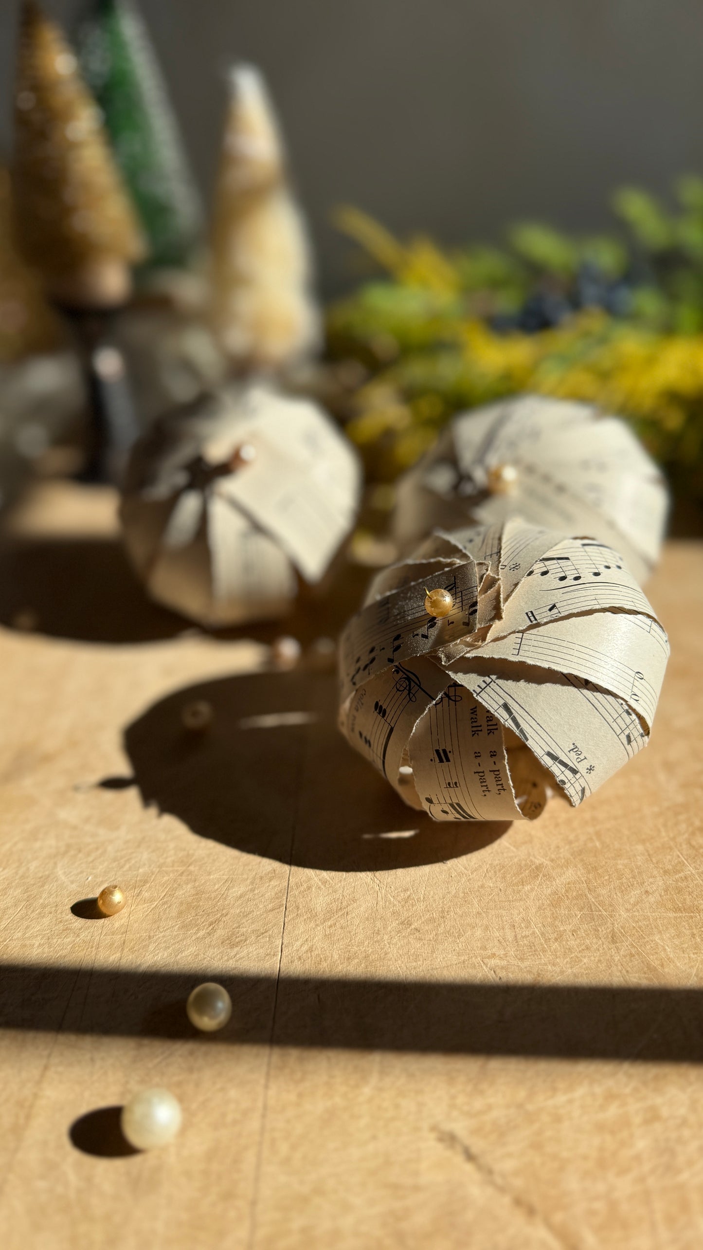 TWO Handmade Heirloom Paper Ornaments