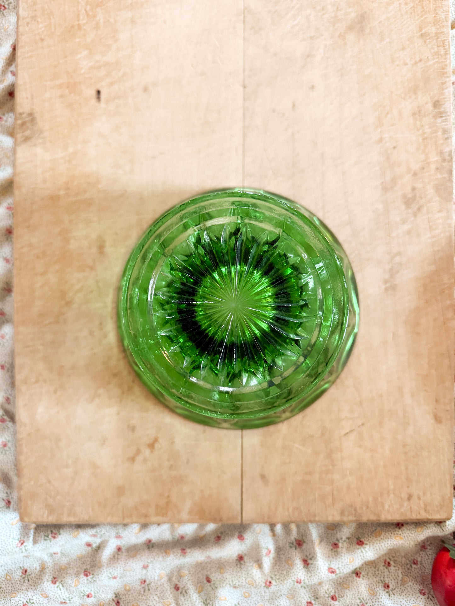 Anchor Hocking Green Footed Thumbprint Bowl