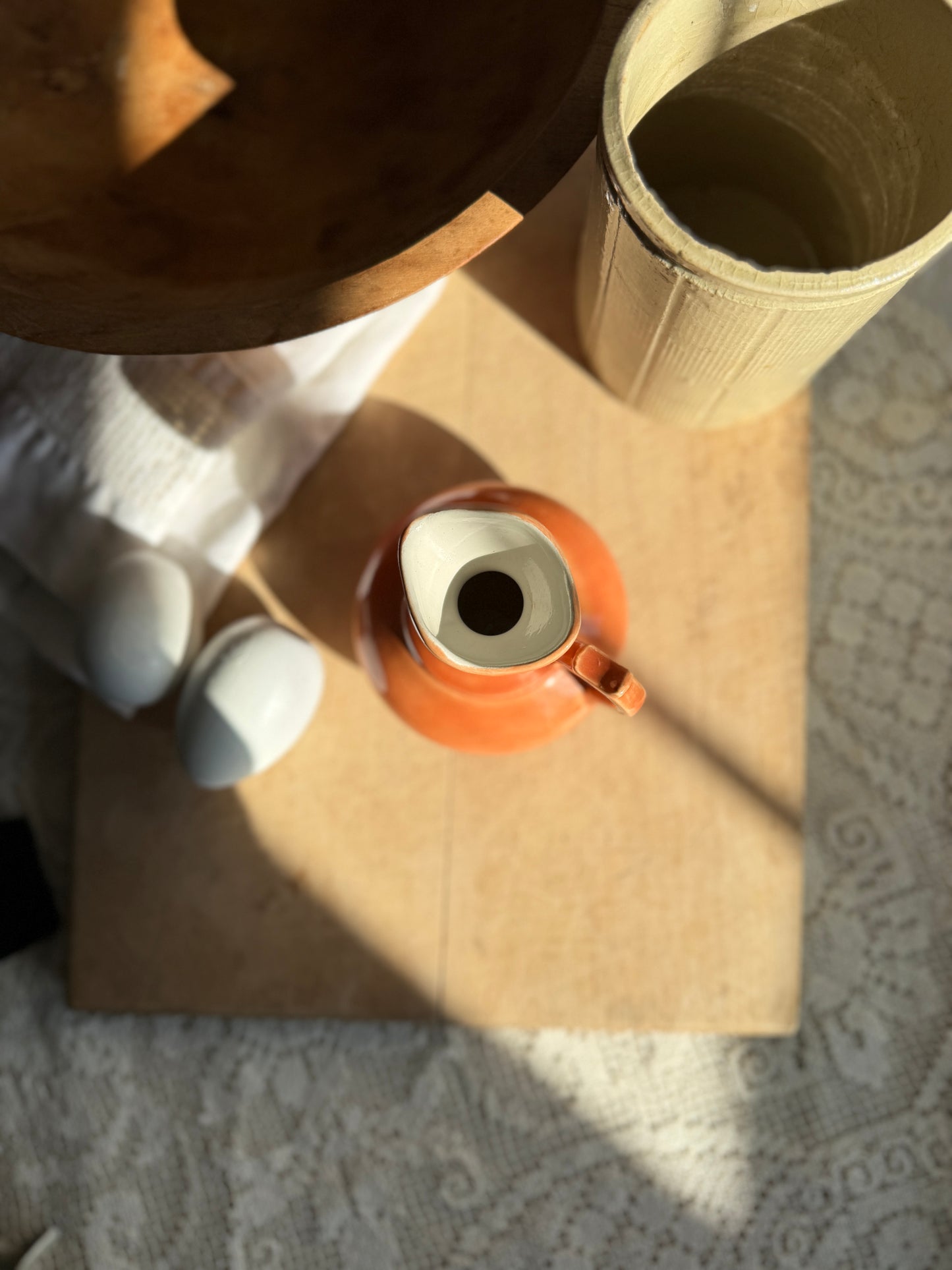 Small orange Italian pitcher