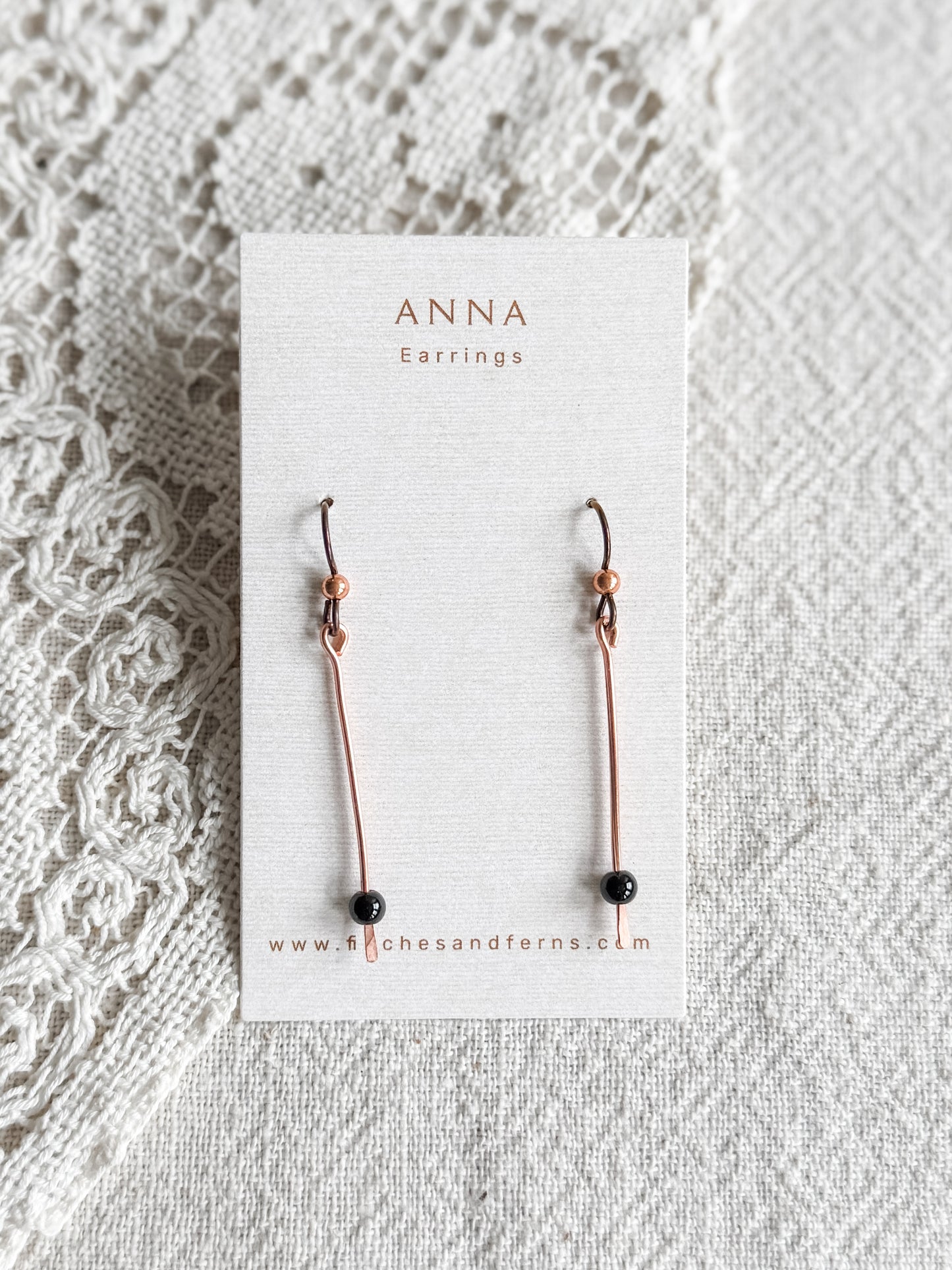 Copper Earring with Black Bead