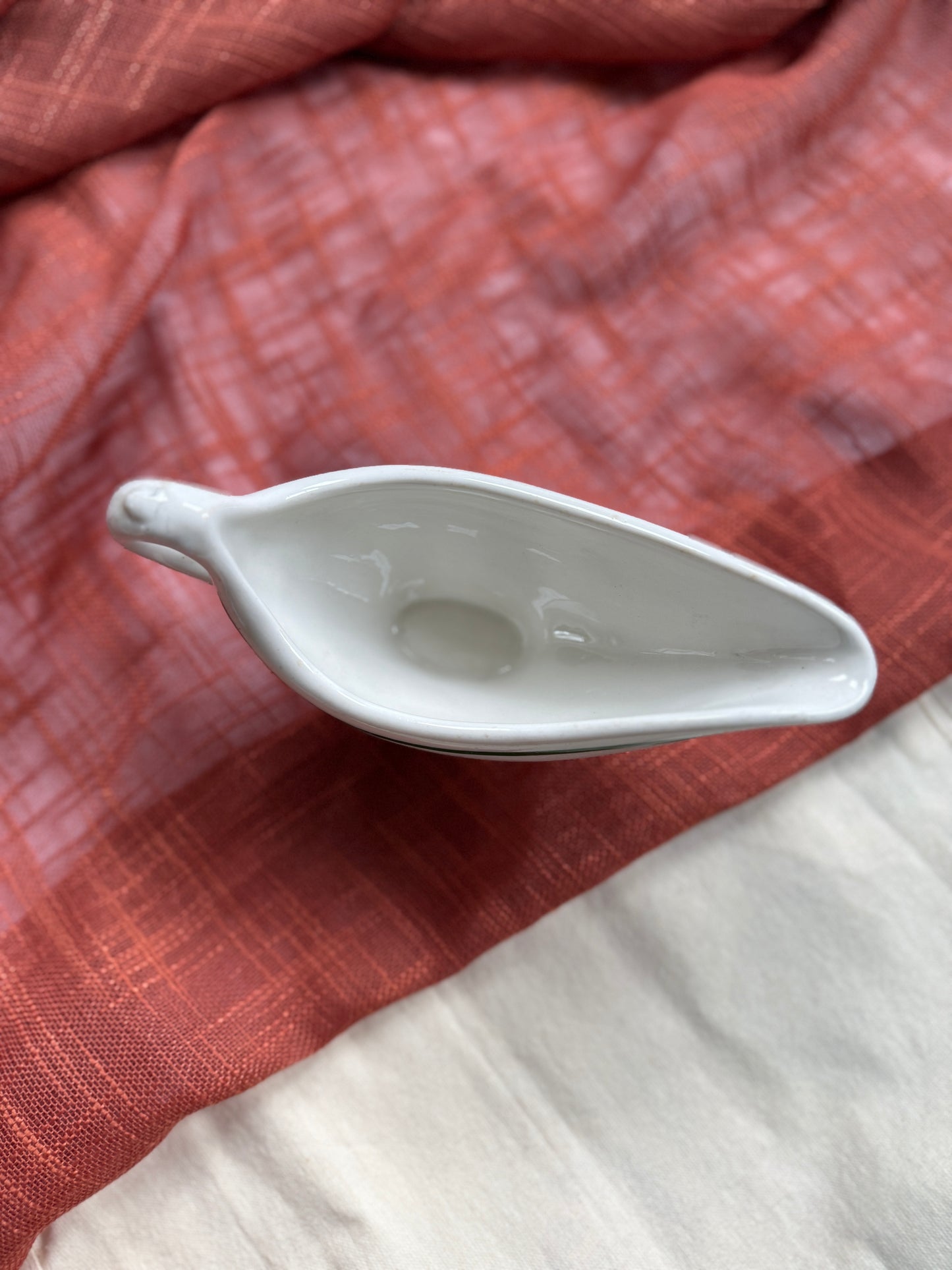 Restaurant ware white with green stripe gravy boat